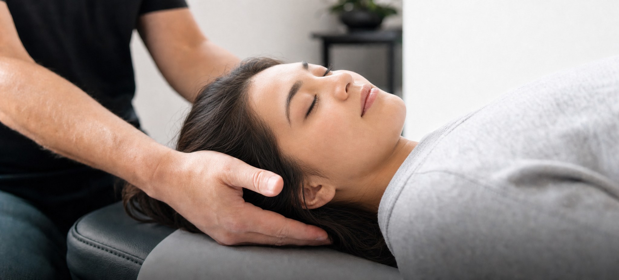 Patient resting comfortably during a chiropractic adjustment