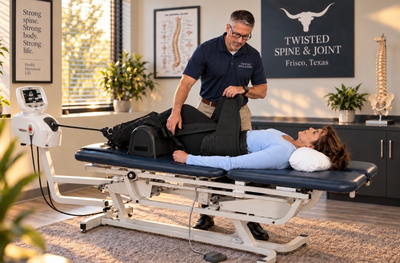 Dr. Bryan Stanton providing spinal decompression care to a patient