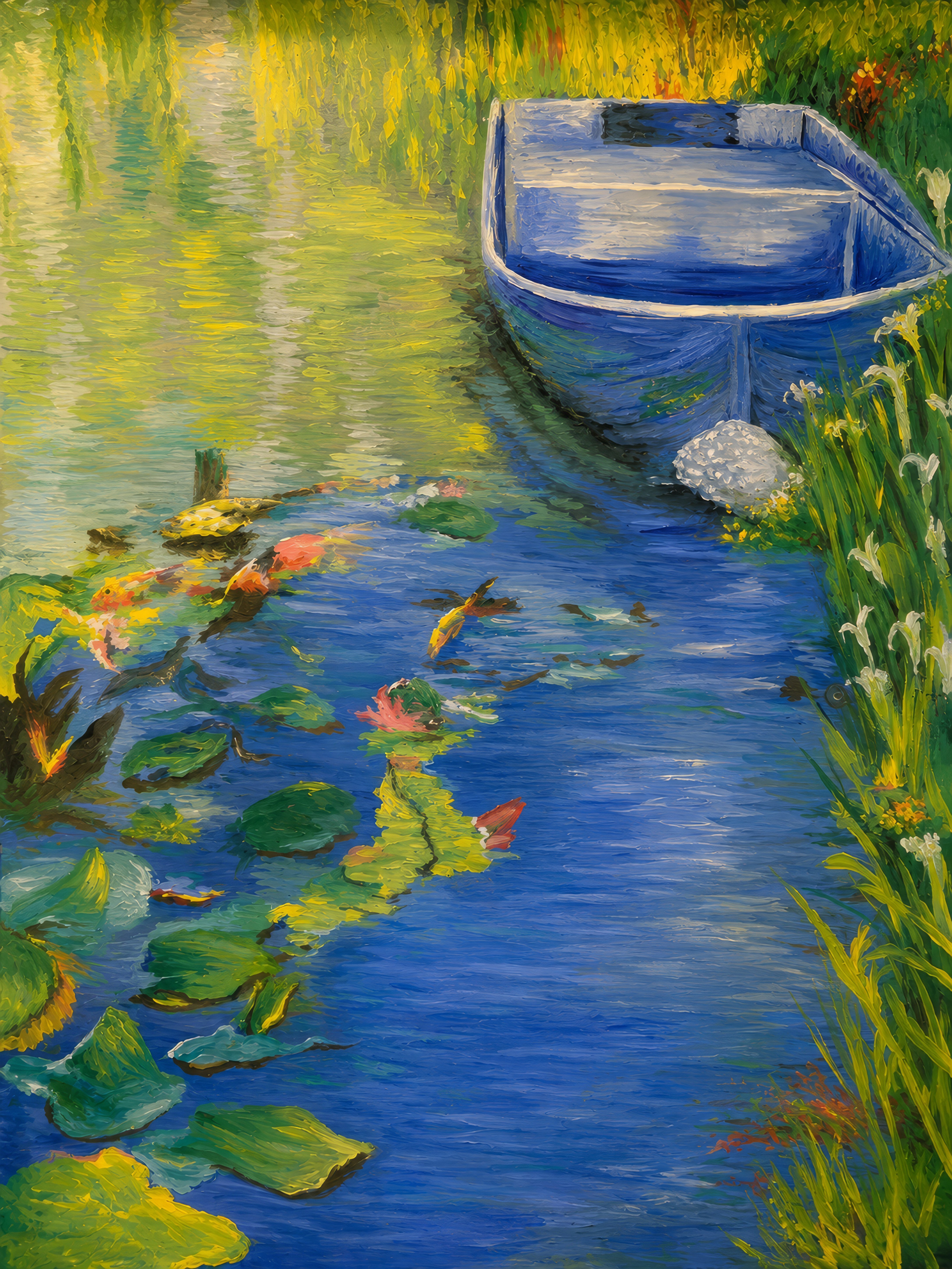 Monet’s Bateau, a hand-painted antique pine dresser by Wendy Molinaroli