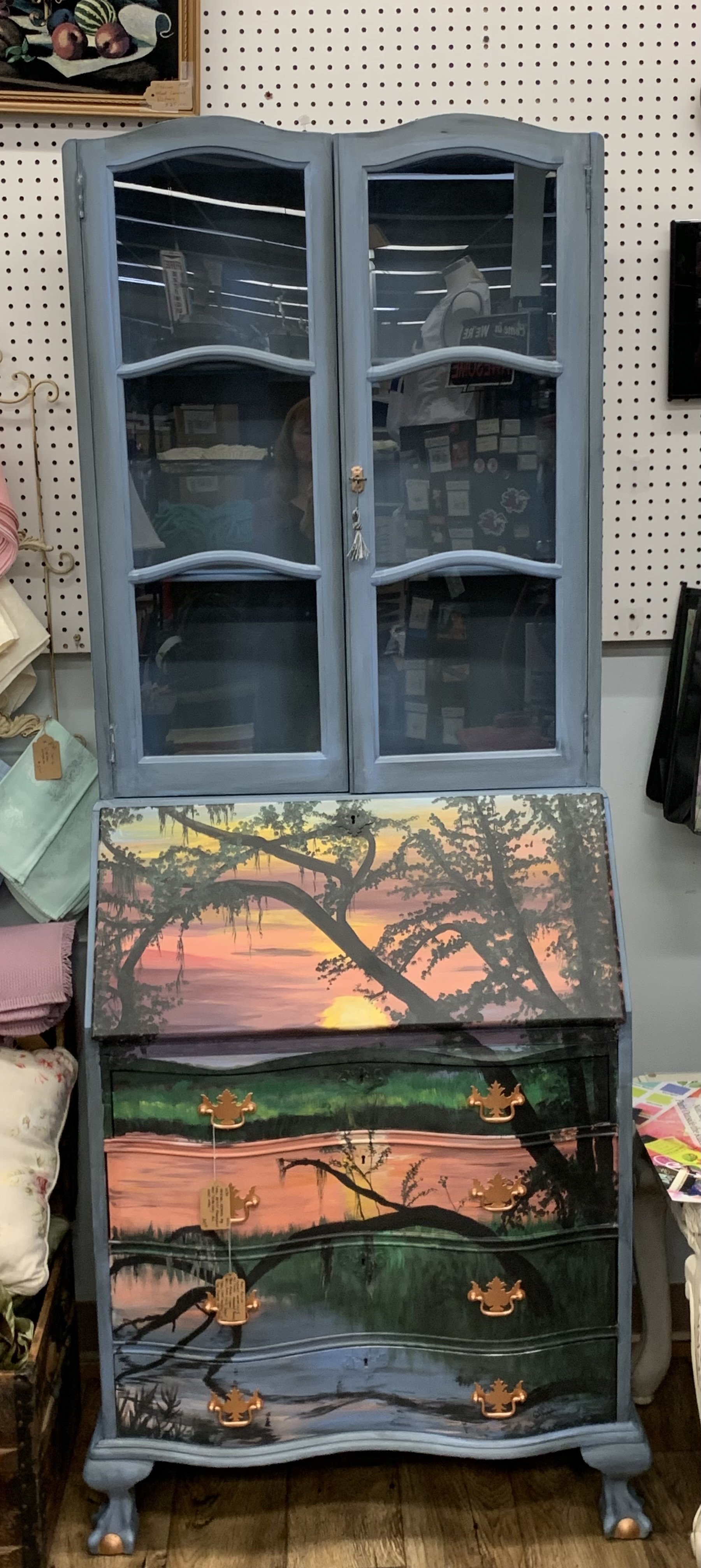 A hand-painted furniture piece by Wendy Molinaroli