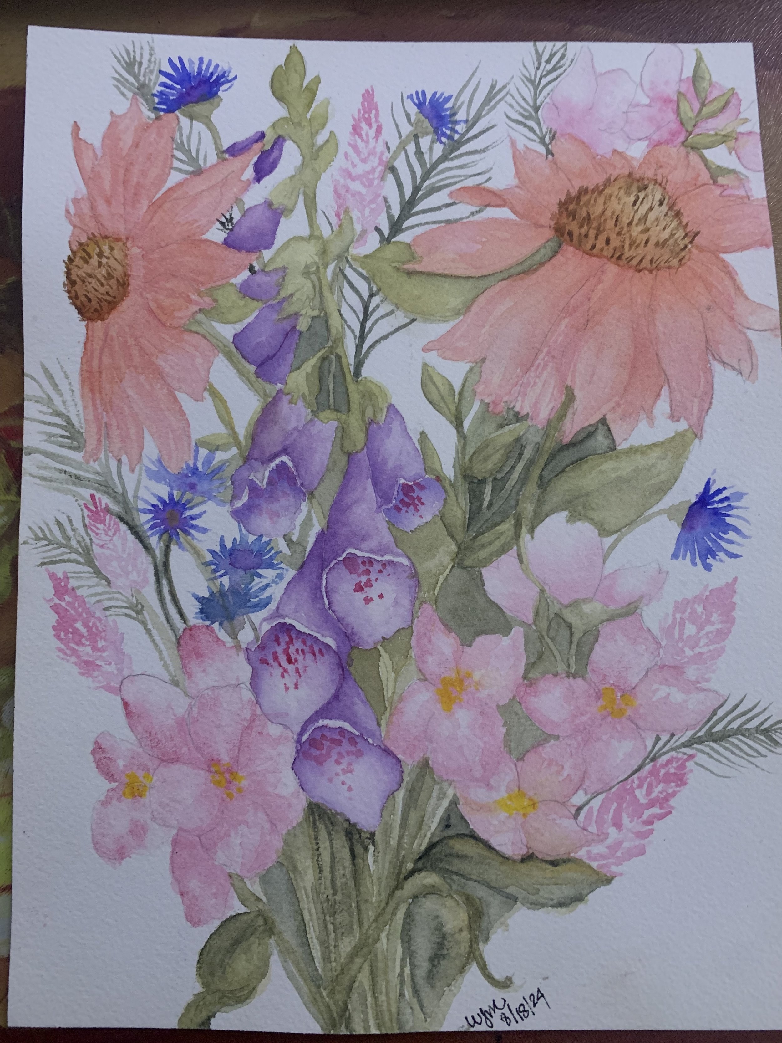 Watercolor, painted furniture project by Wendy Molinaroli