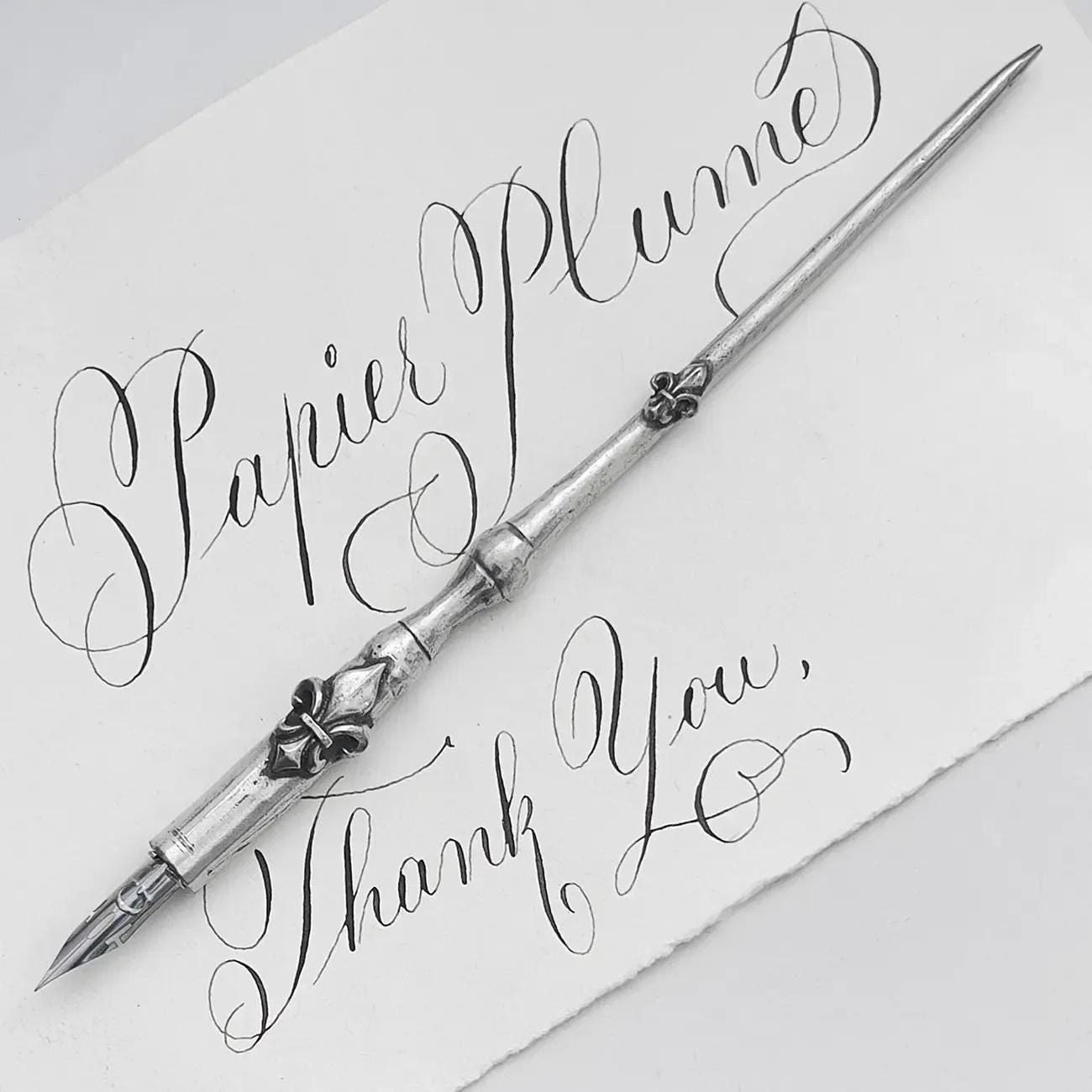 Potier d'Etain Vintage Mould Fleur de Lys silver calligraphy pen