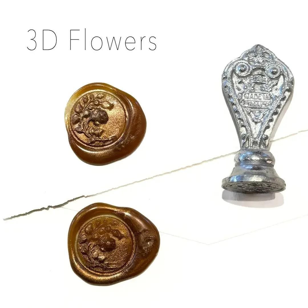 Vintage Mold French Pewter Wax Seal Stamp – Floral Branch Design for Letters, Invitations & Gift Wrapping – Potier d’Etain