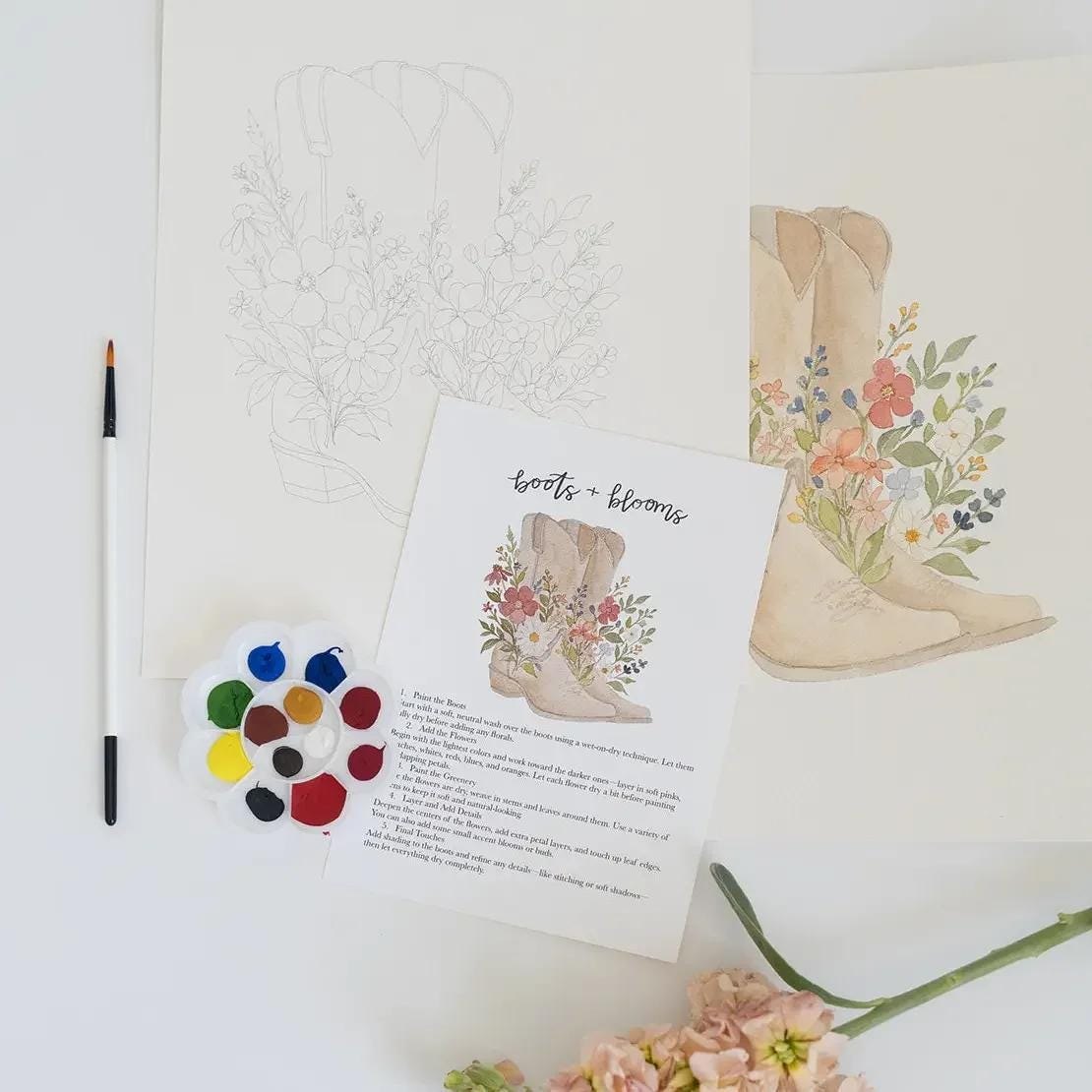 Boots and Blossoms Watercolor Kit