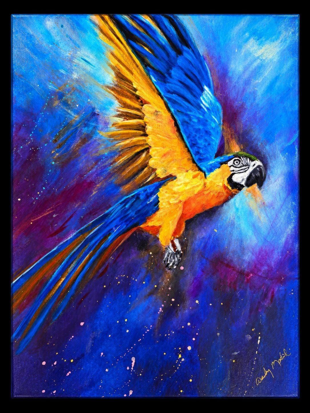 Macaw Takes Flight - Original Acrylic Painting