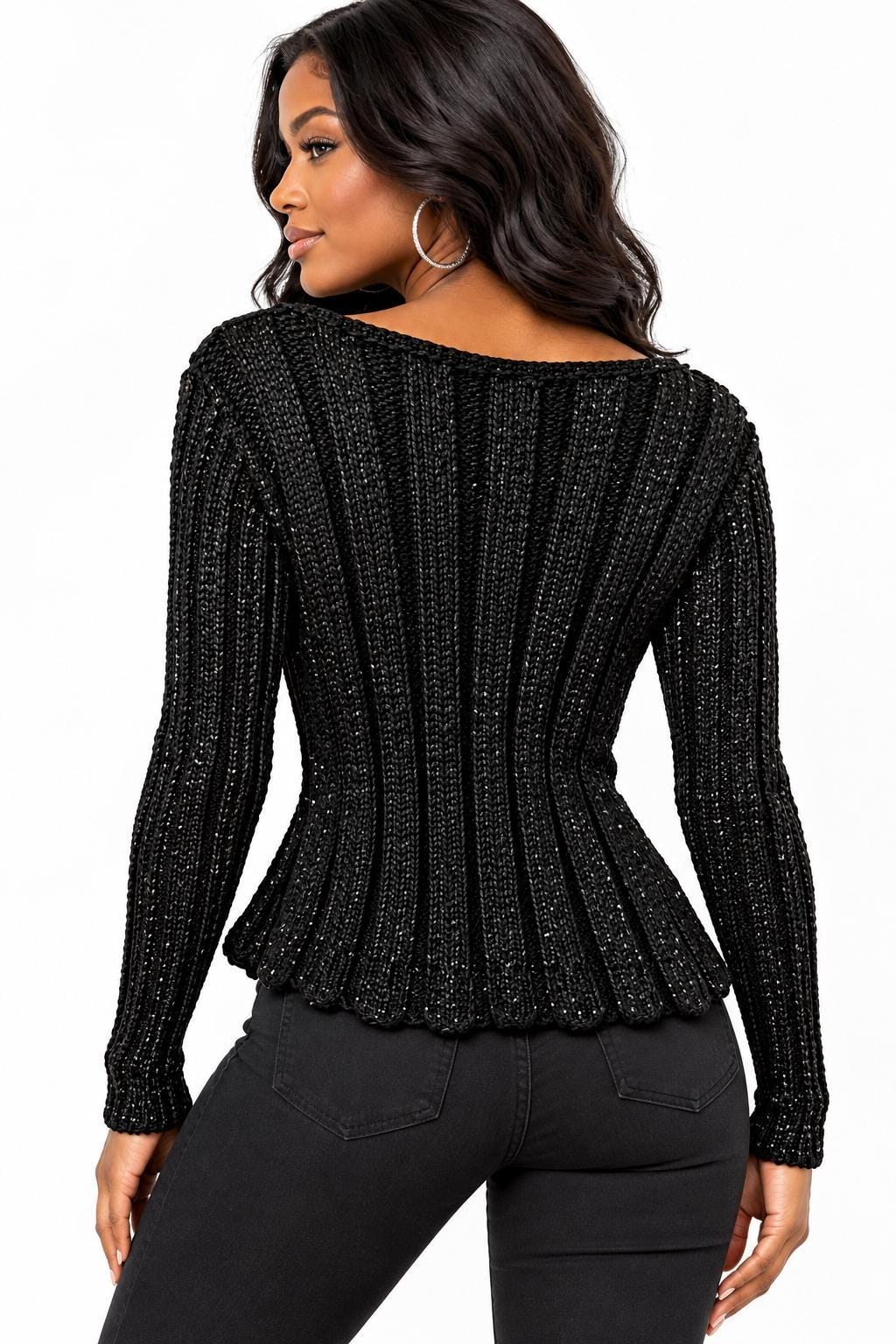 Retro Poor Boy Sweater With A little Bling, view 2