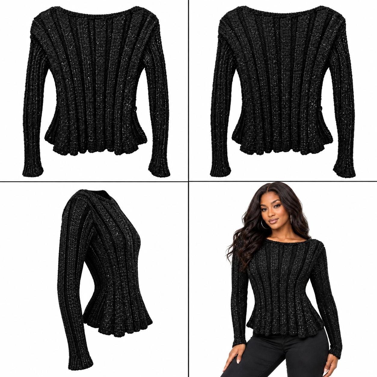 Retro Poor Boy Sweater With A little Bling, view 7
