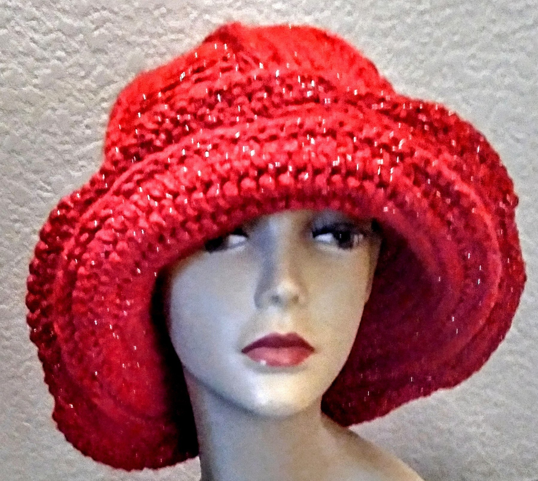Novelty Wide Brim Cashmere Blend Winter Hat With Bling!!!, view 2
