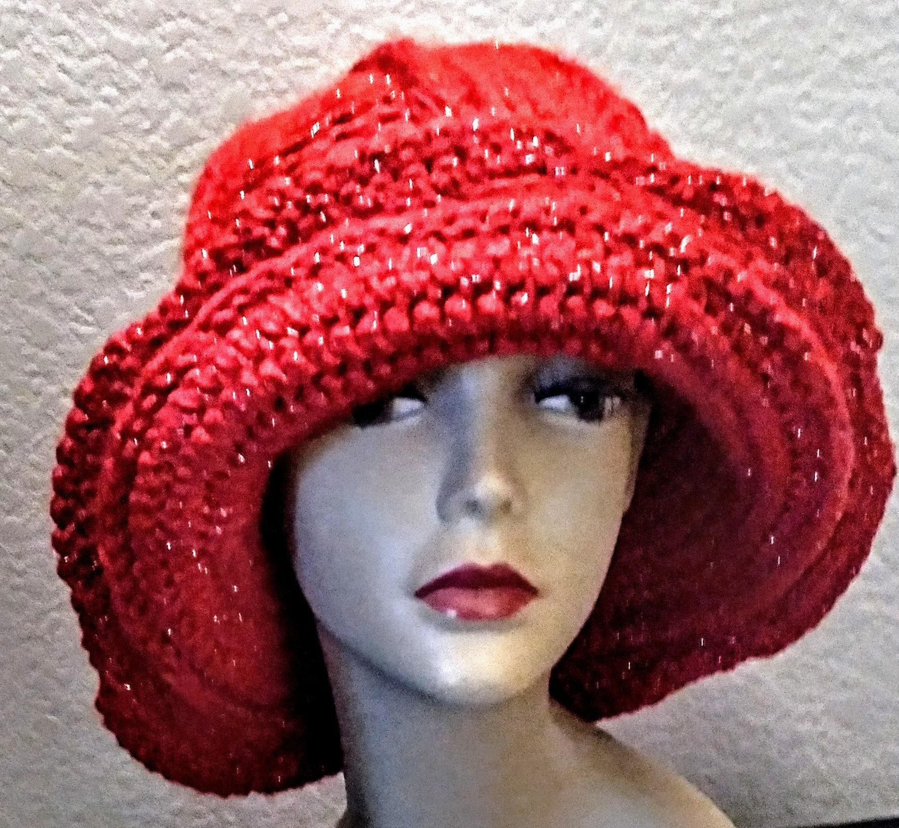 Novelty Wide Brim Cashmere Blend Winter Hat With Bling!!!, view 4