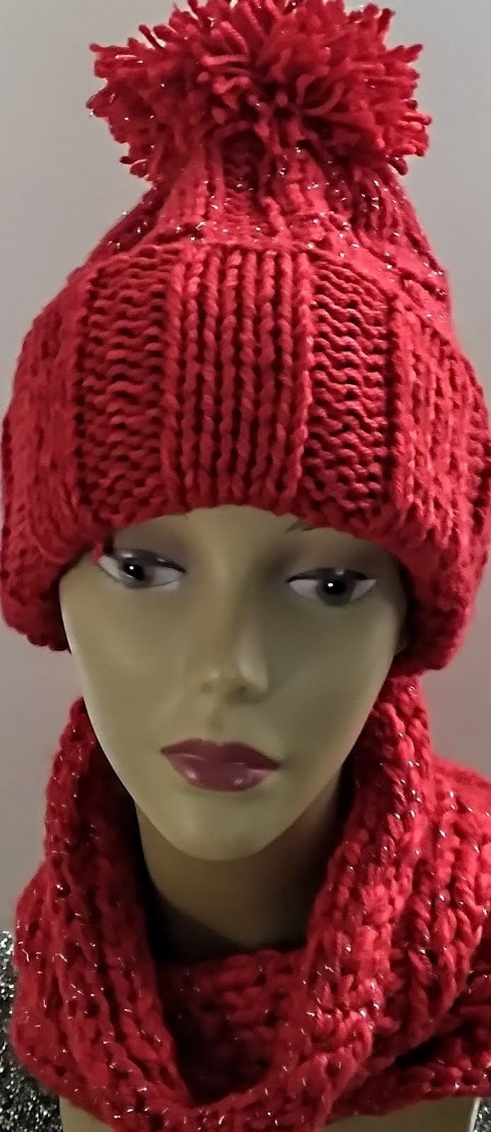 Cashmere Blend Pom Pom Knit Beanie & Versatile Cowl (2 PC)