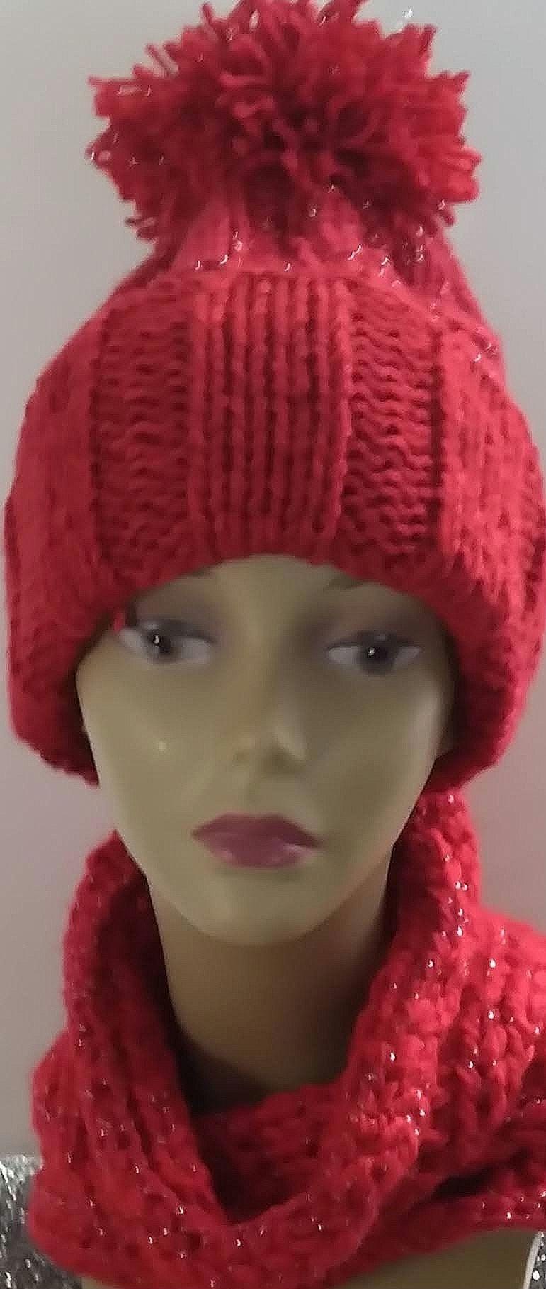 Cashmere Blend Pom Pom Knit Beanie & Versatile Cowl (2 PC), view 5