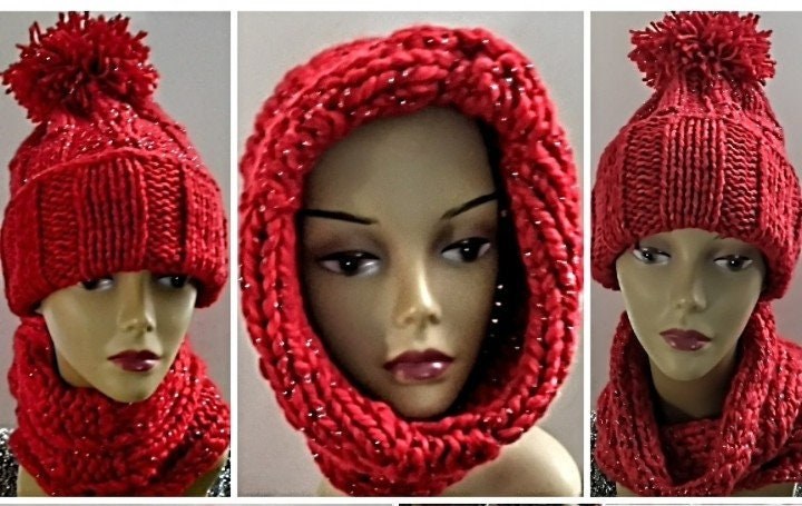 Cashmere Blend Pom Pom Knit Beanie & Versatile Cowl (2 PC), view 6