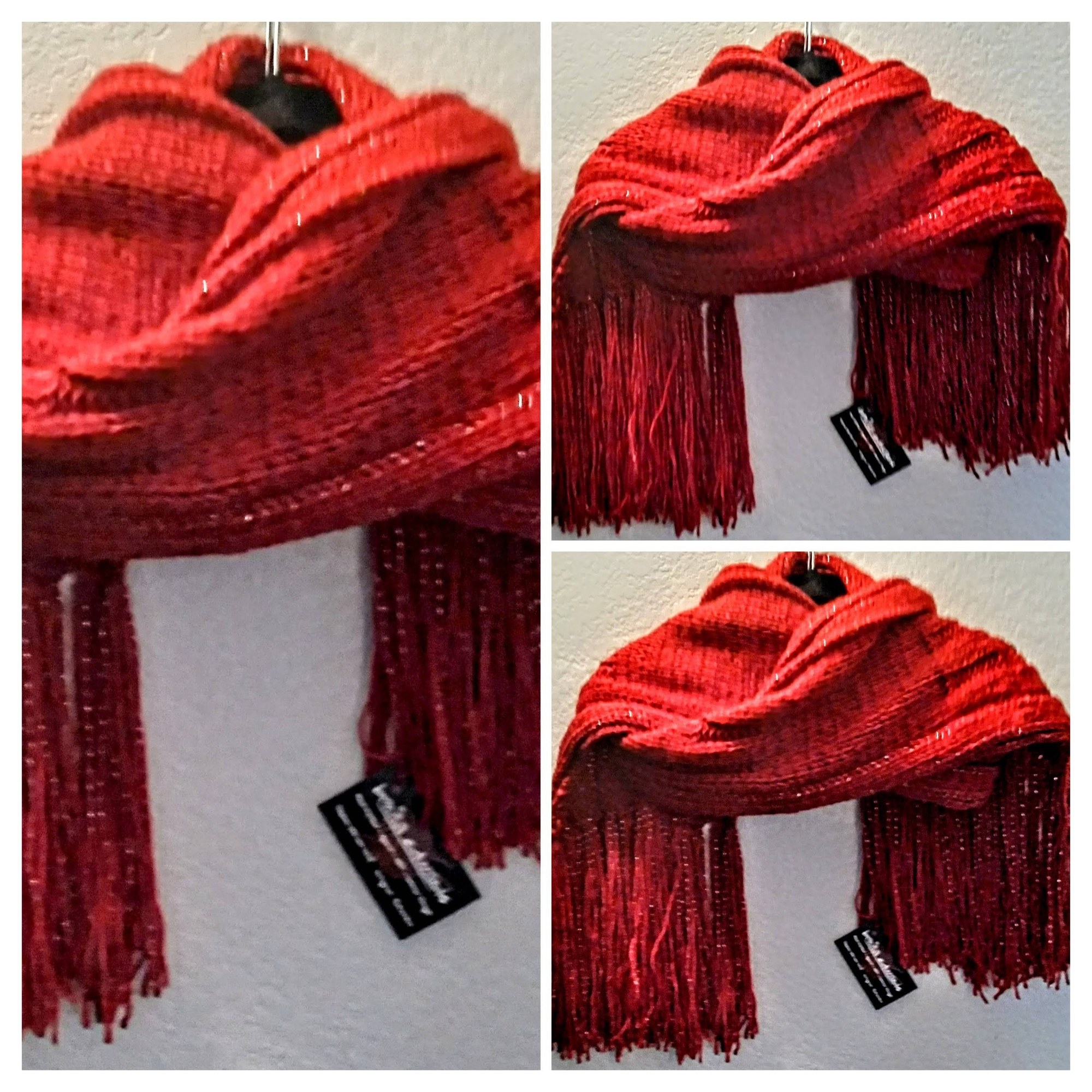 Cashmere Blend Hooded Scarf With Fringe Benefits, view 4