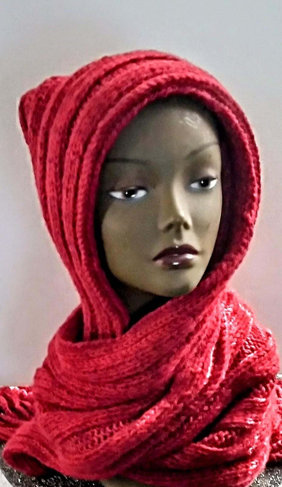 Cashmere Blend Hooded Scarf With Fringe Benefits, view 8