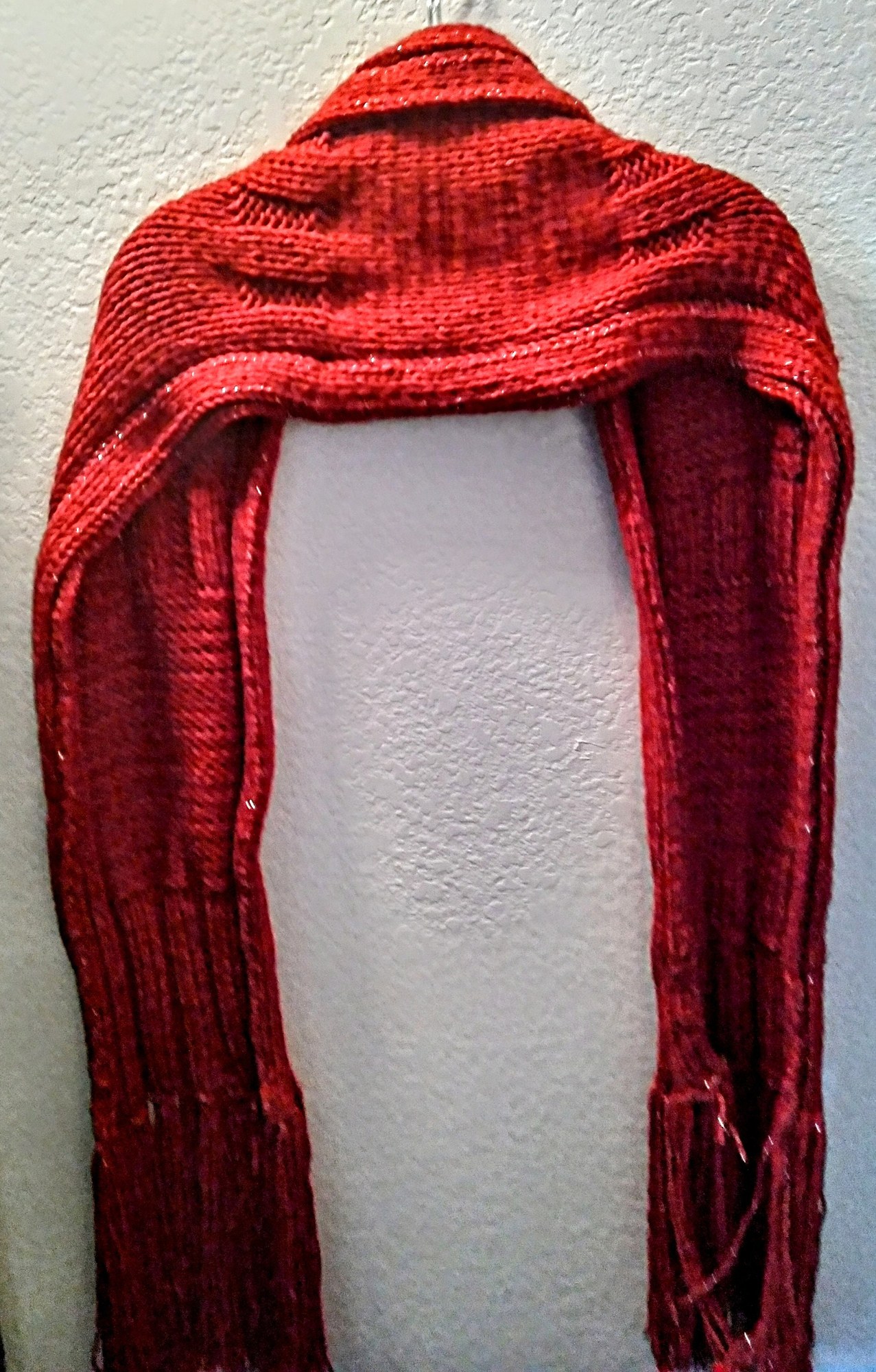Cashmere Blend Hooded Scarf With Fringe Benefits, view 9