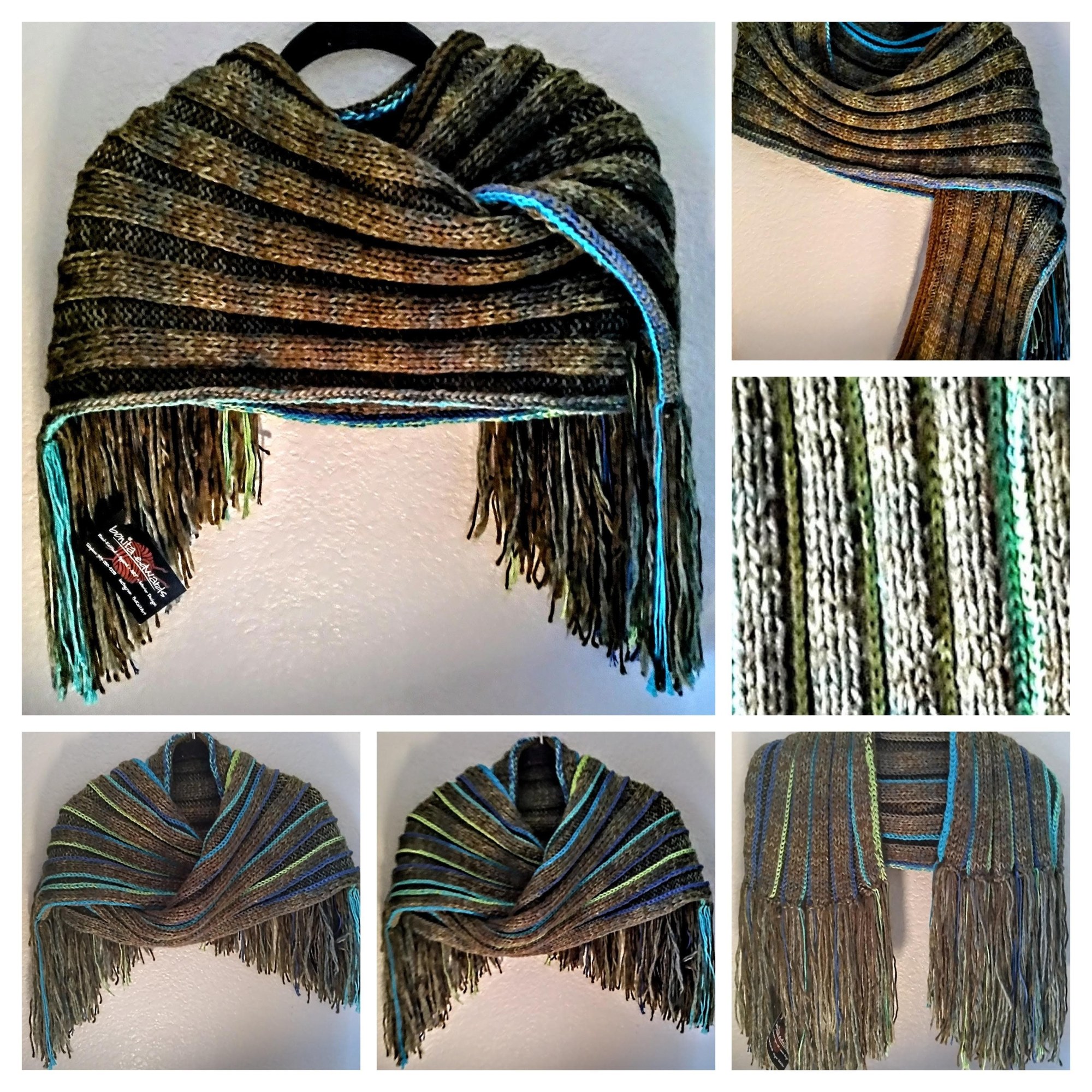 Reversible Hooded Cashmere Blend Scarf, view 5
