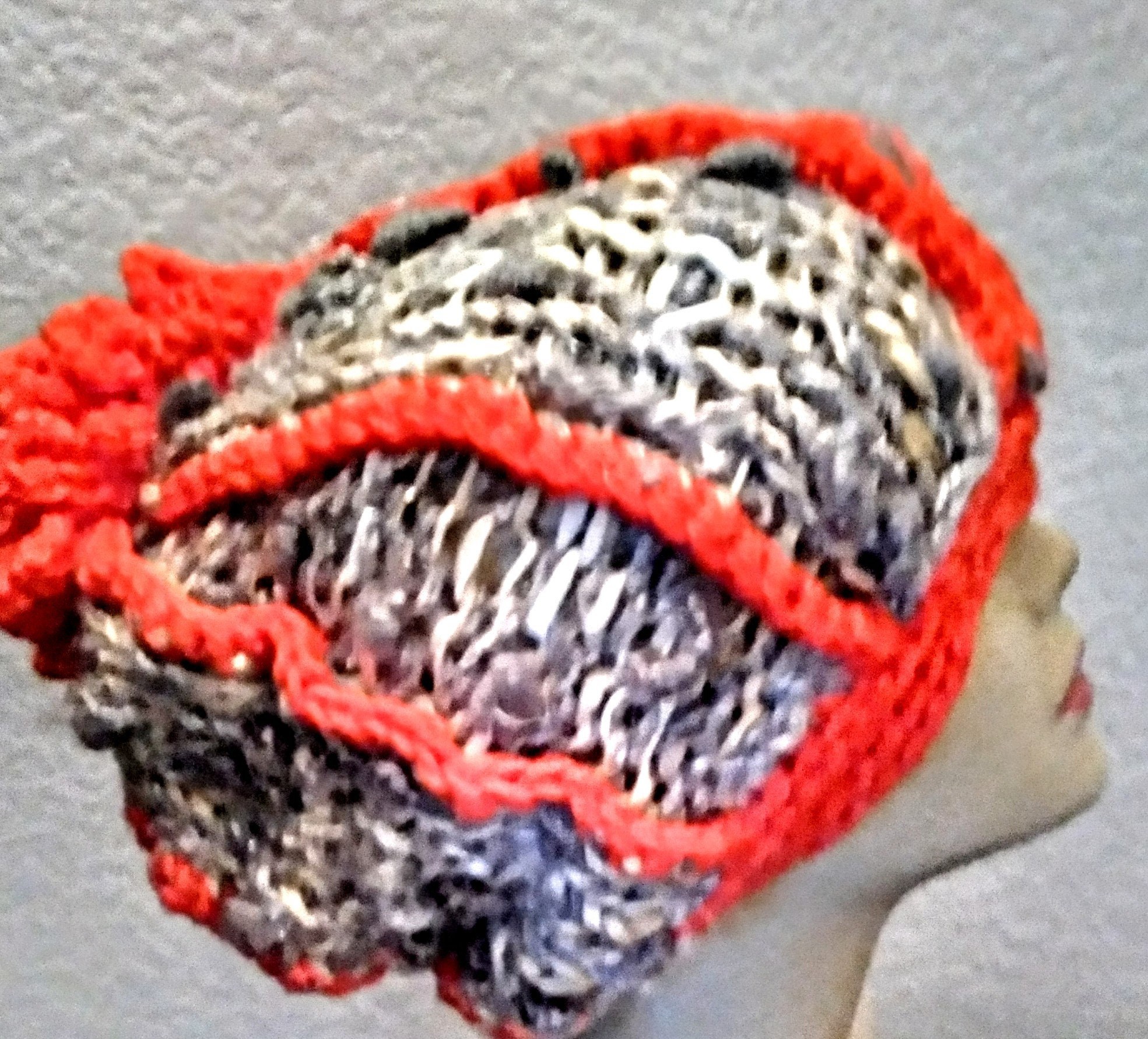 Novelty Knit Hat With Embossed Crochet Accents, view 5