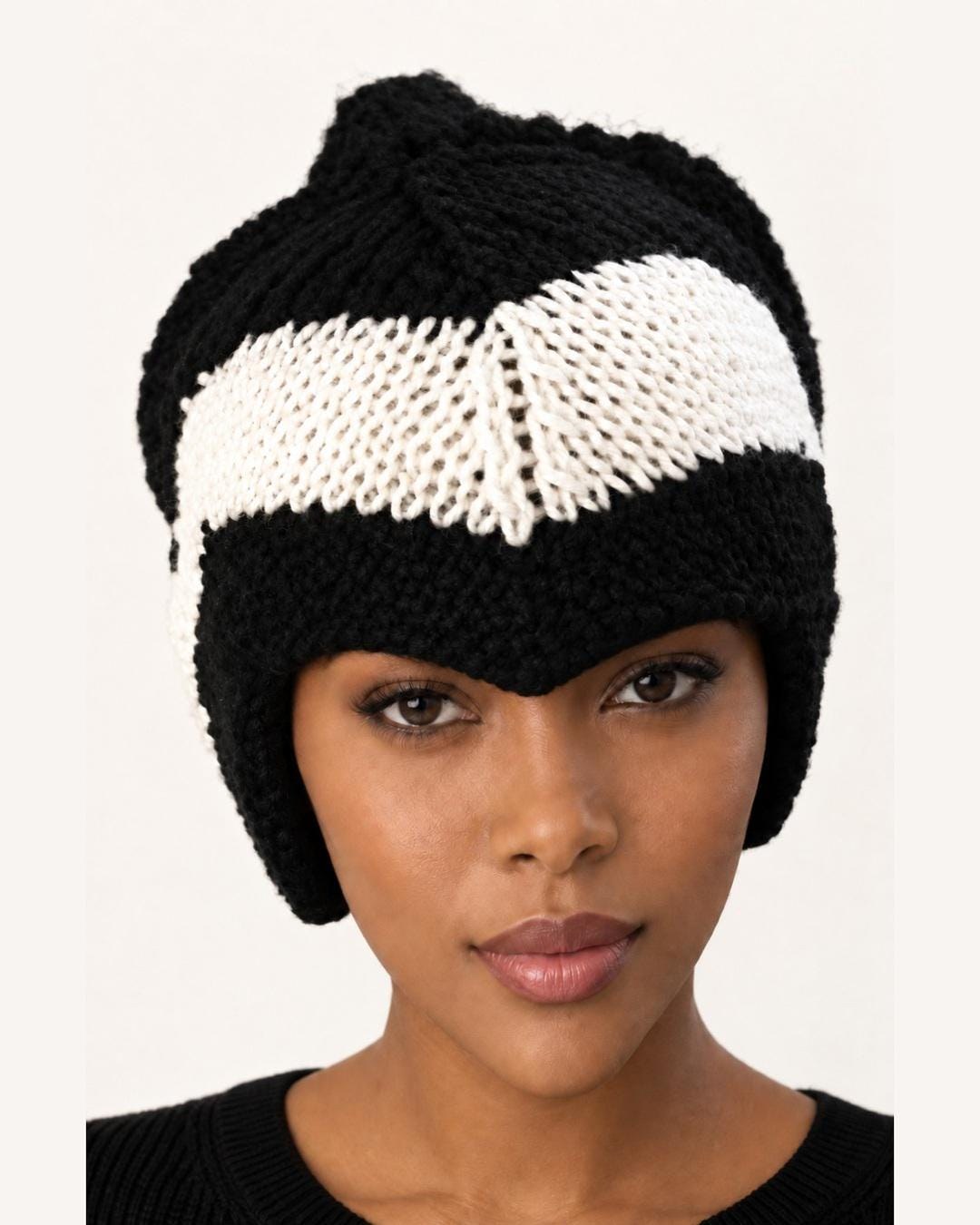 Odyssey Retro Mod Chic Chevron Knit Hat, view 2