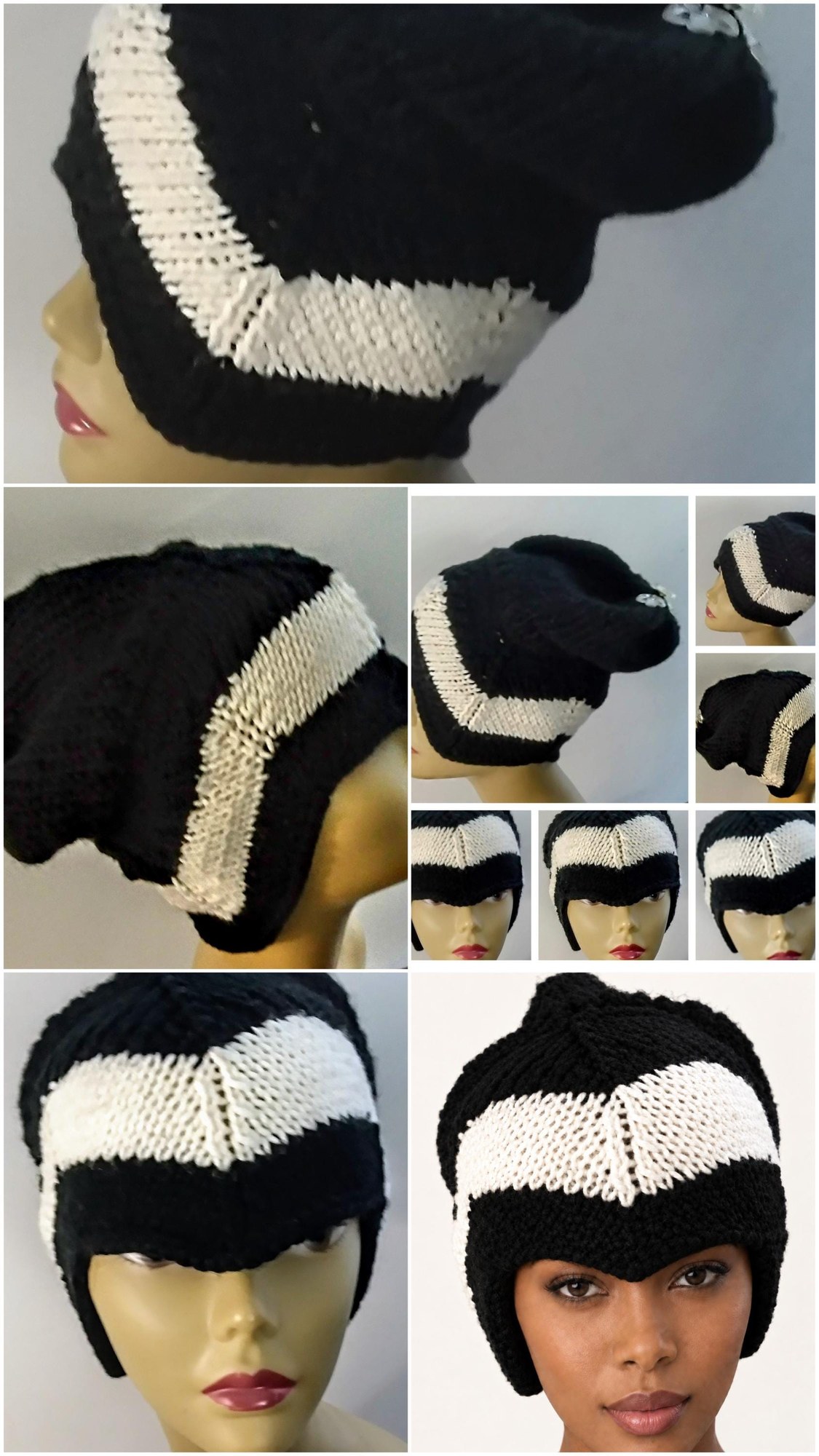 Odyssey Retro Mod Chic Chevron Knit Hat, view 4