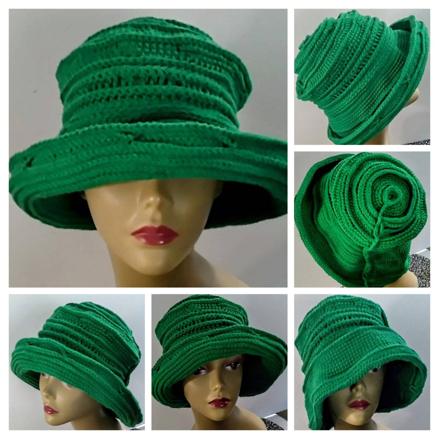 Embossed Crochet Convertible Cloche Hat, view 2