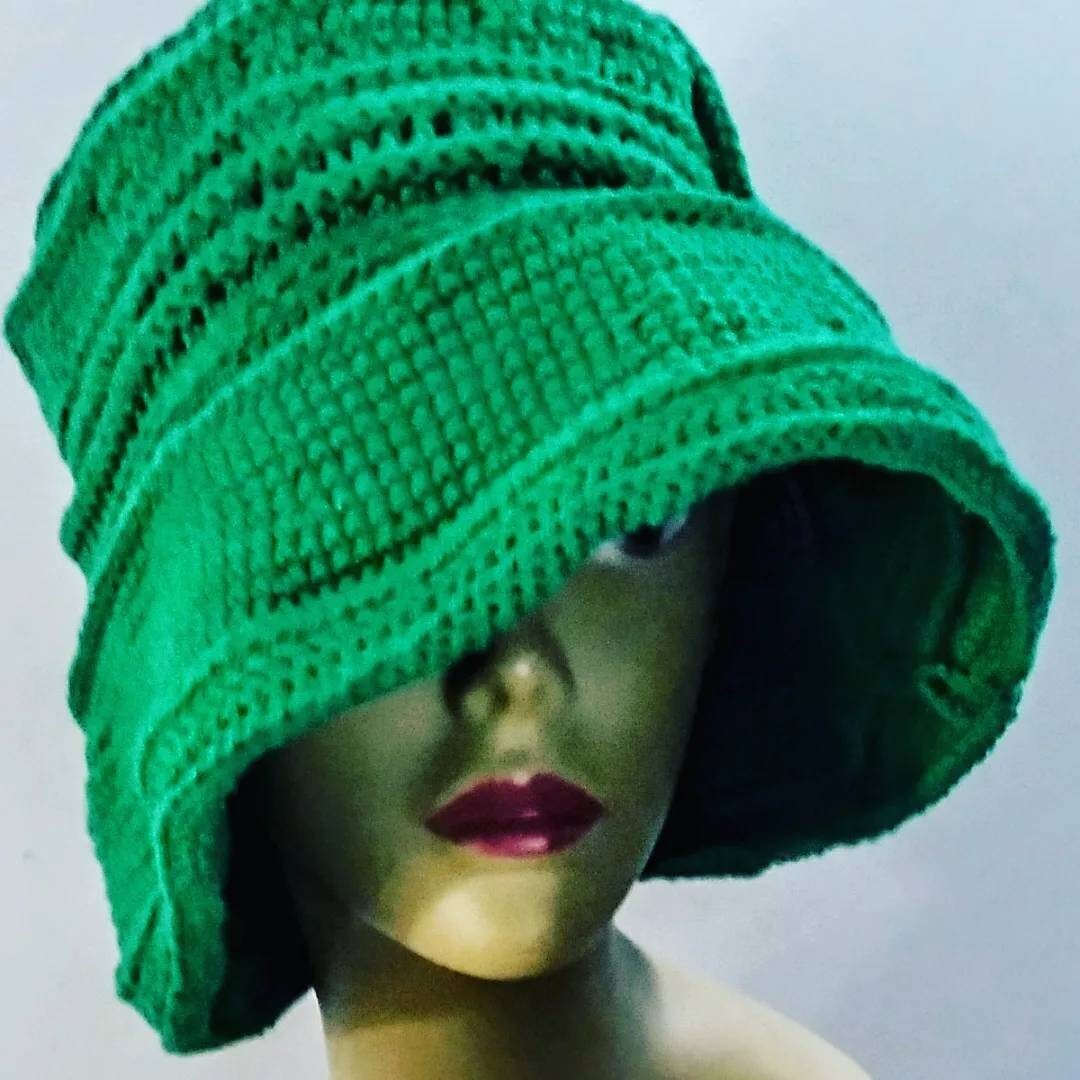 Embossed Crochet Convertible Cloche Hat, view 3