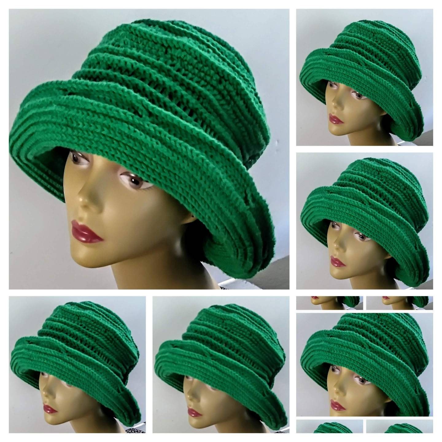 Embossed Crochet Convertible Cloche Hat, view 10