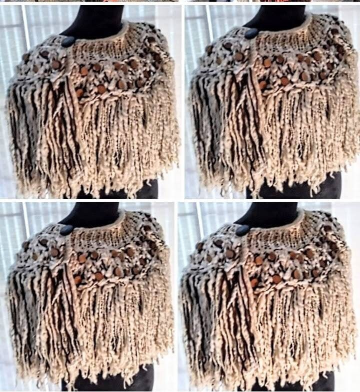 Couture Convertible Hand Knit Monochromatic Shrug, view 4