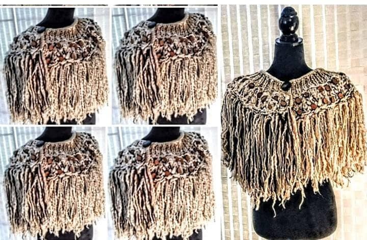 Couture Convertible Hand Knit Monochromatic Shrug, view 5