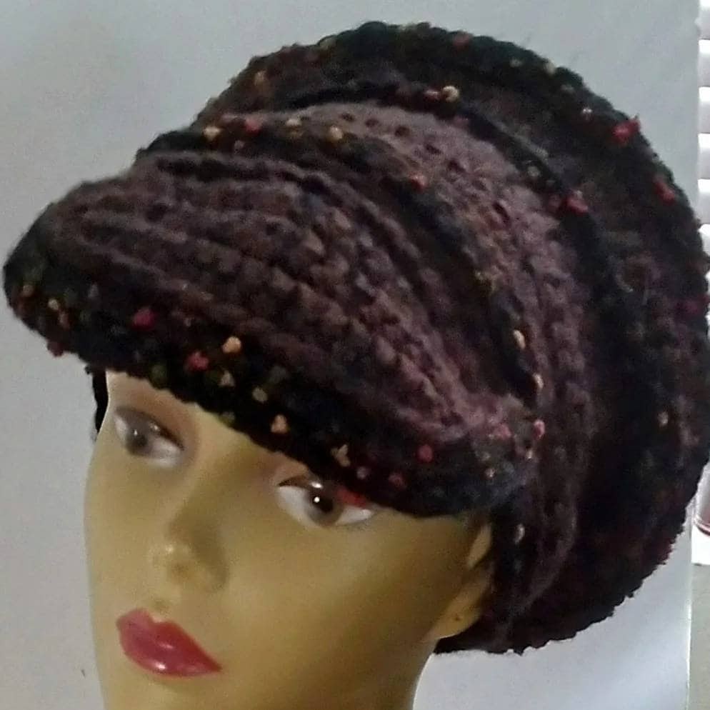 Cashmere Blend Newsboy Cap: Chocolate Brown Knit Hat, view 2