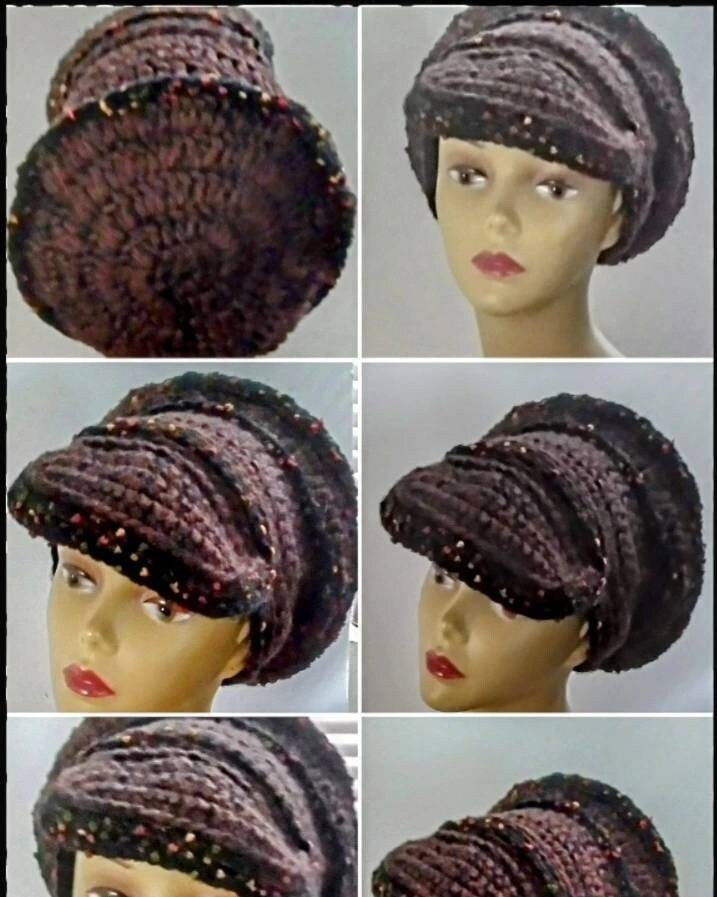Cashmere Blend Newsboy Cap: Chocolate Brown Knit Hat, view 6