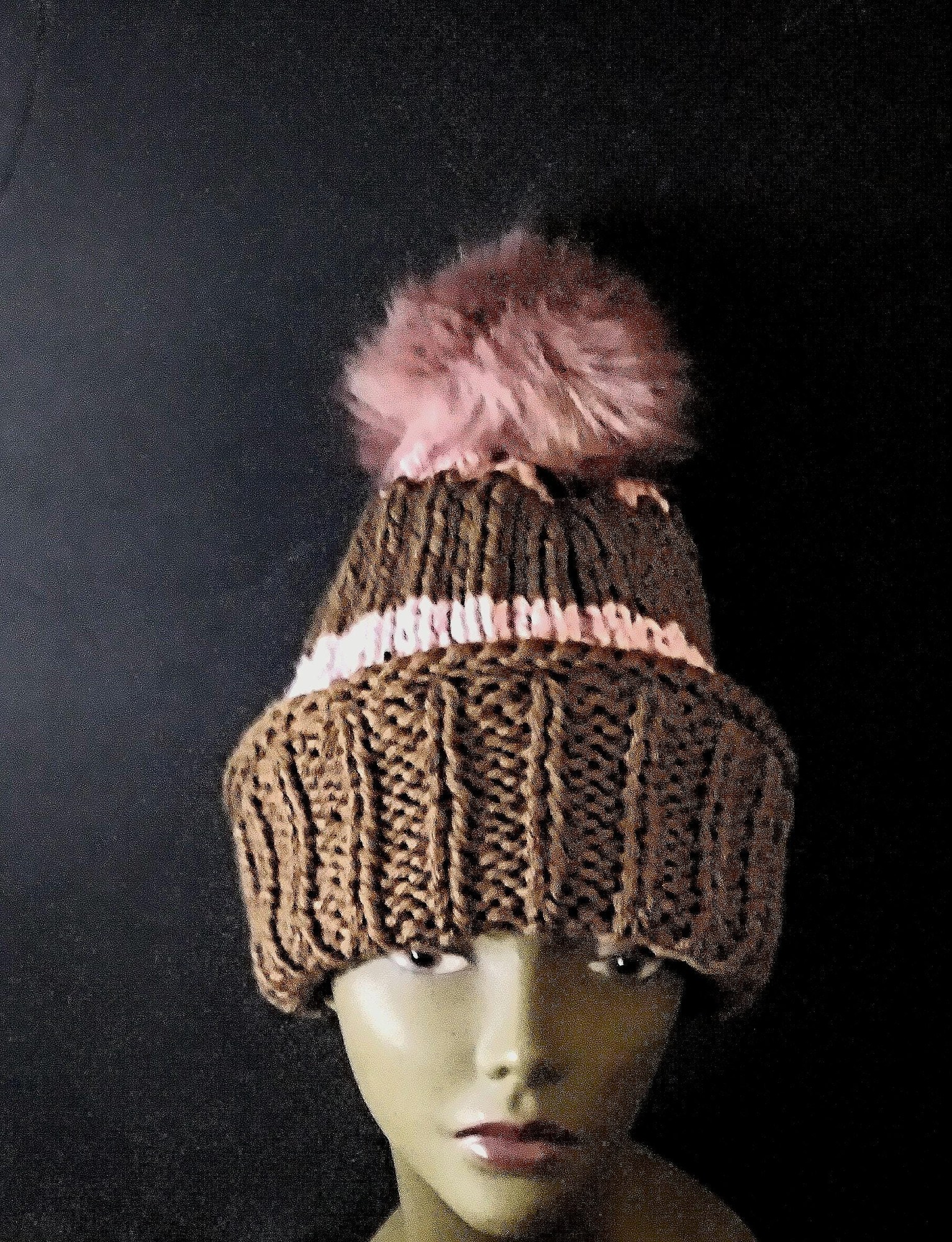 Hand Knit Pom Pom Beanie, view 2