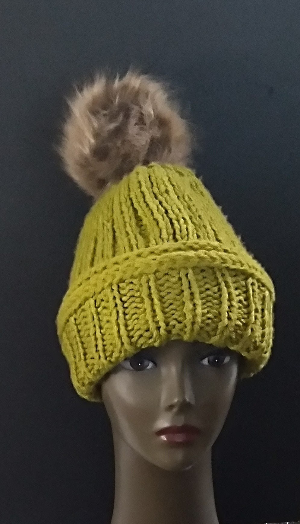 Hand Knit Pom Pom Beanie, view 8
