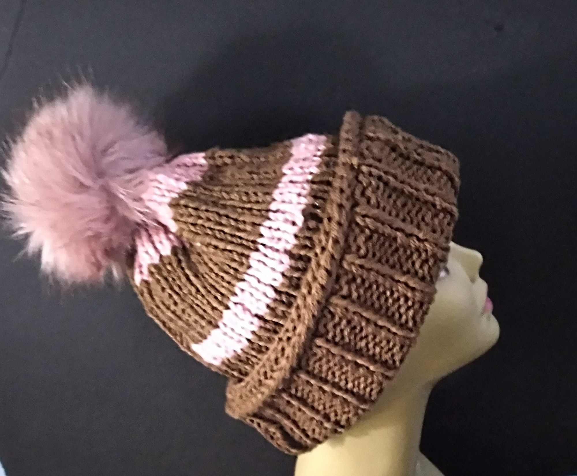 Hand Knit Pom Pom Beanie, view 9