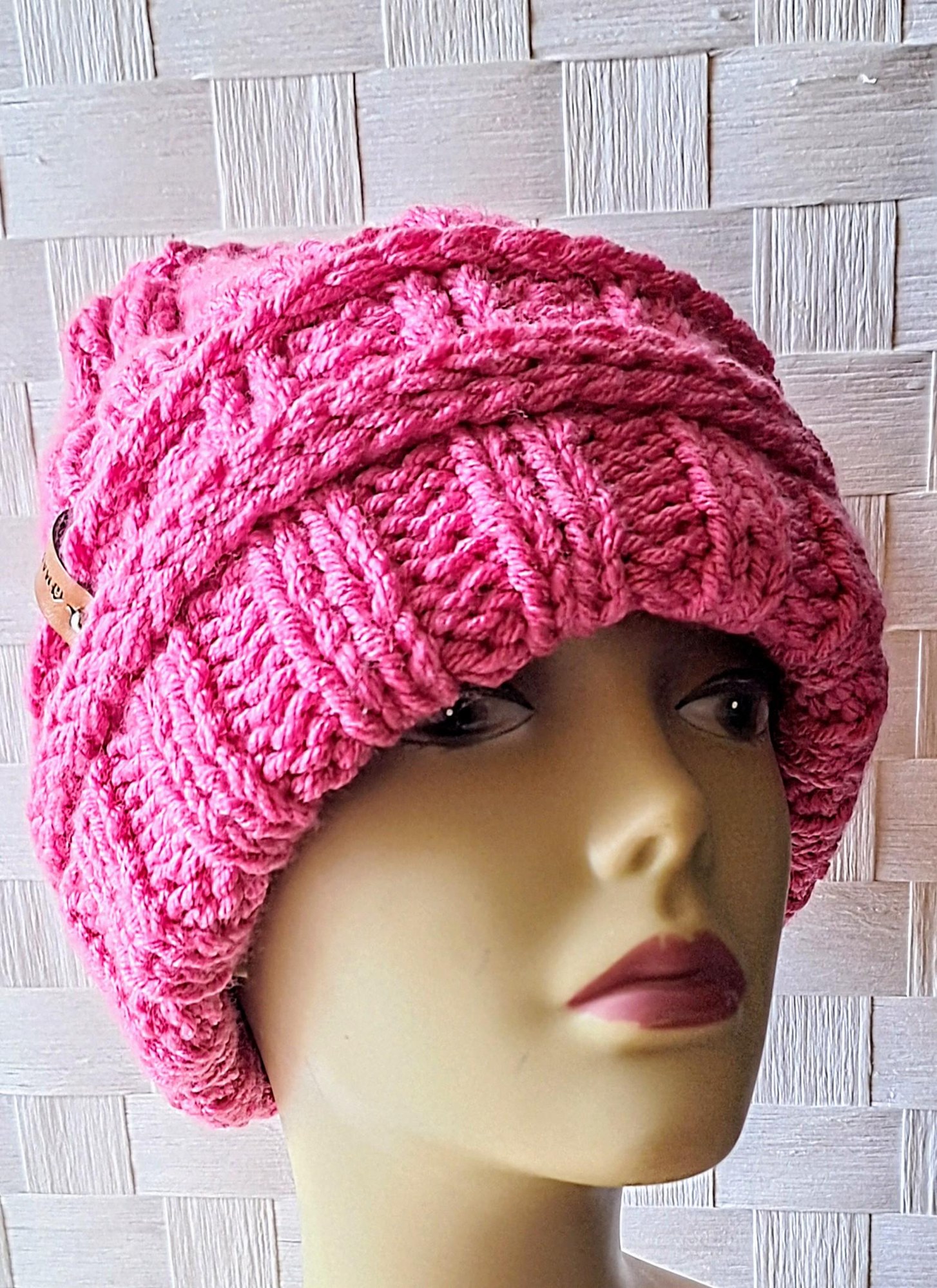 Versatile Rib Stitch Beanies With Faux Leather Tag, view 3