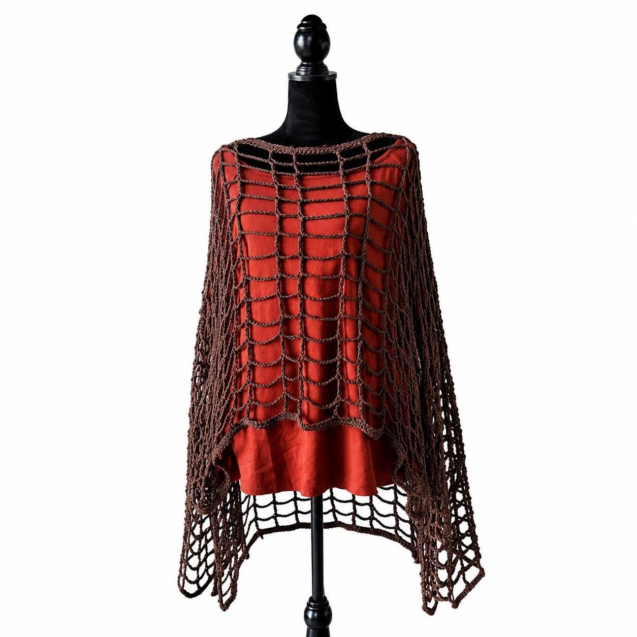 Assymetrical Crochet Mesh CoverUp/Tunic, view 2