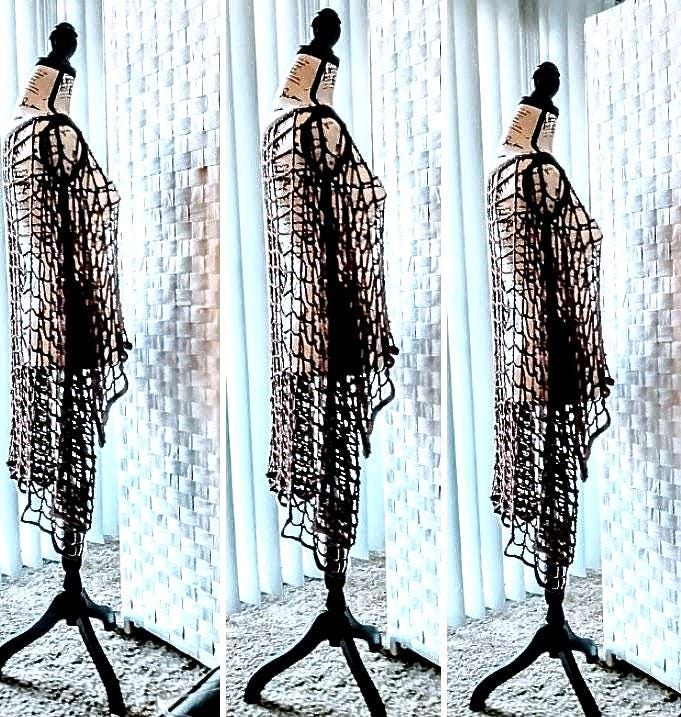 Assymetrical Crochet Mesh CoverUp/Tunic, view 4