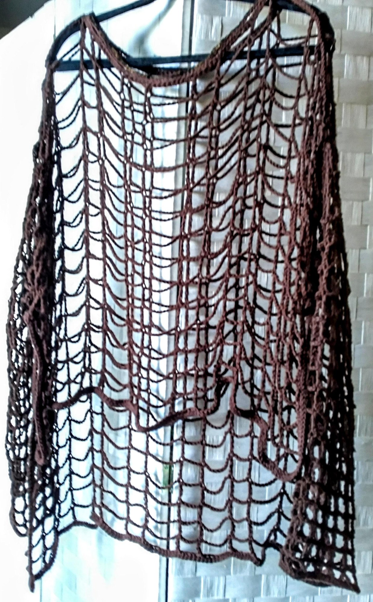 Assymetrical Crochet Mesh CoverUp/Tunic, view 8