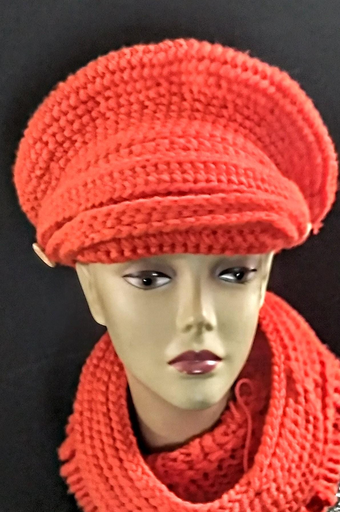 Embossed Crochet Newsboy Cap, view 2