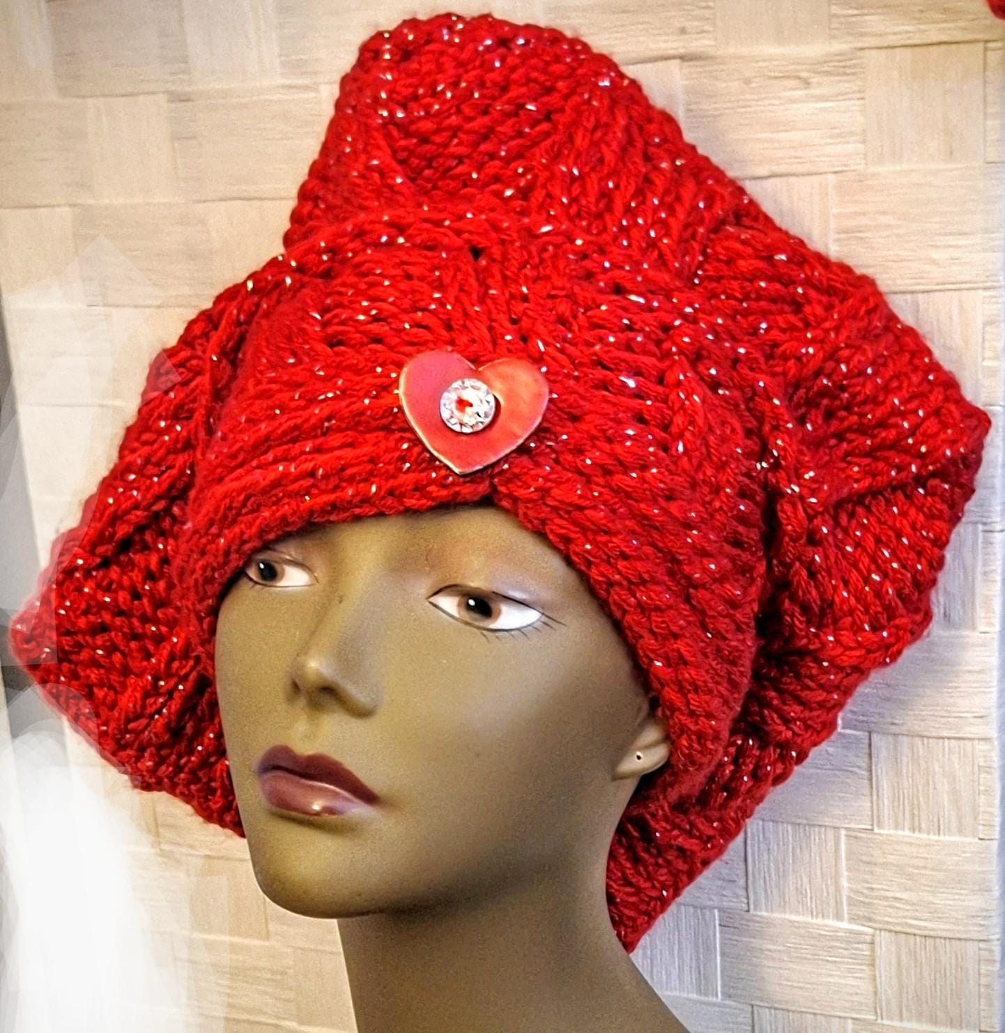 Hand Knitted Assymetrical Cashmere Blend Versatile French Beret