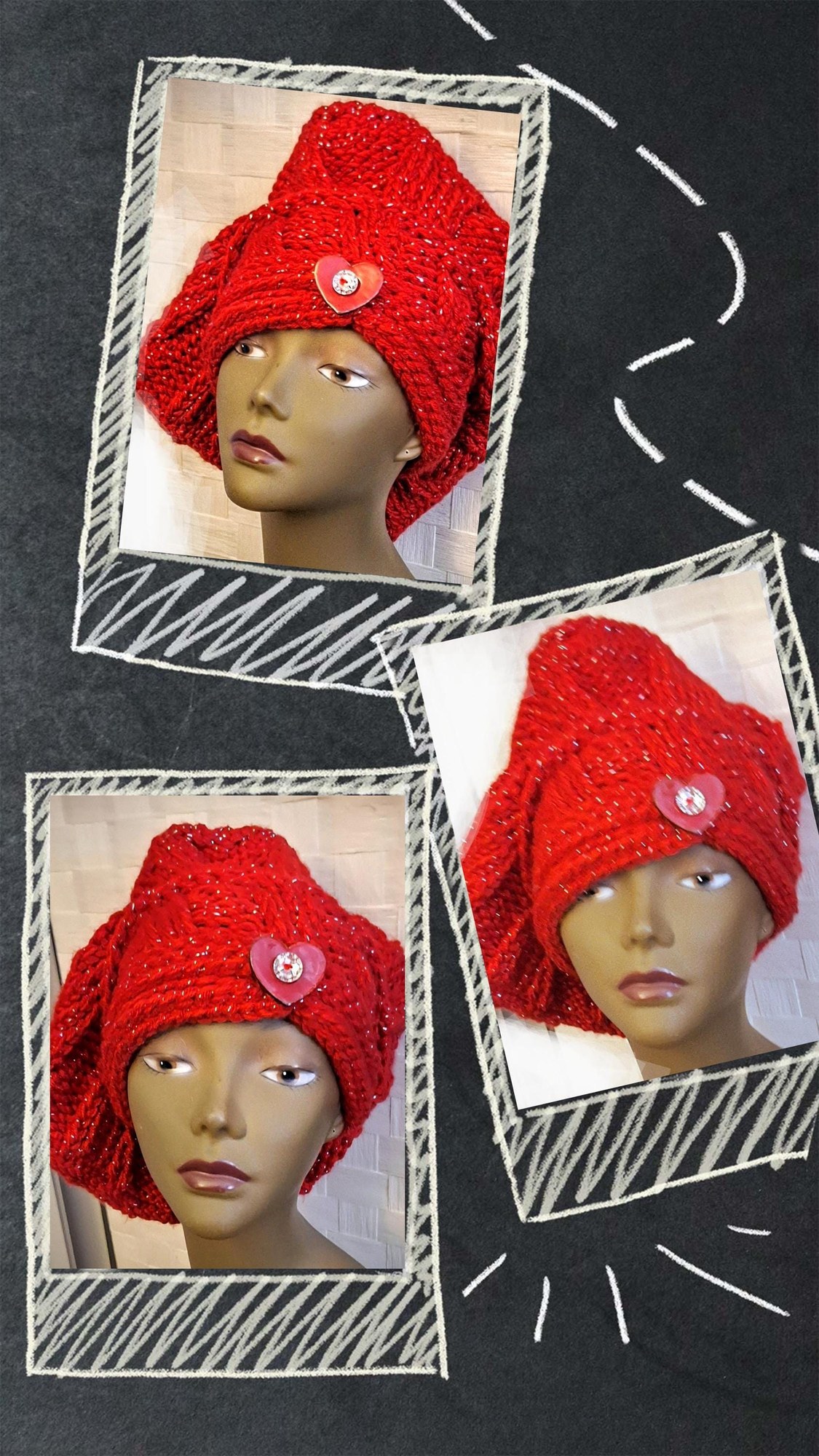 Hand Knitted Assymetrical Cashmere Blend Versatile French Beret, view 2