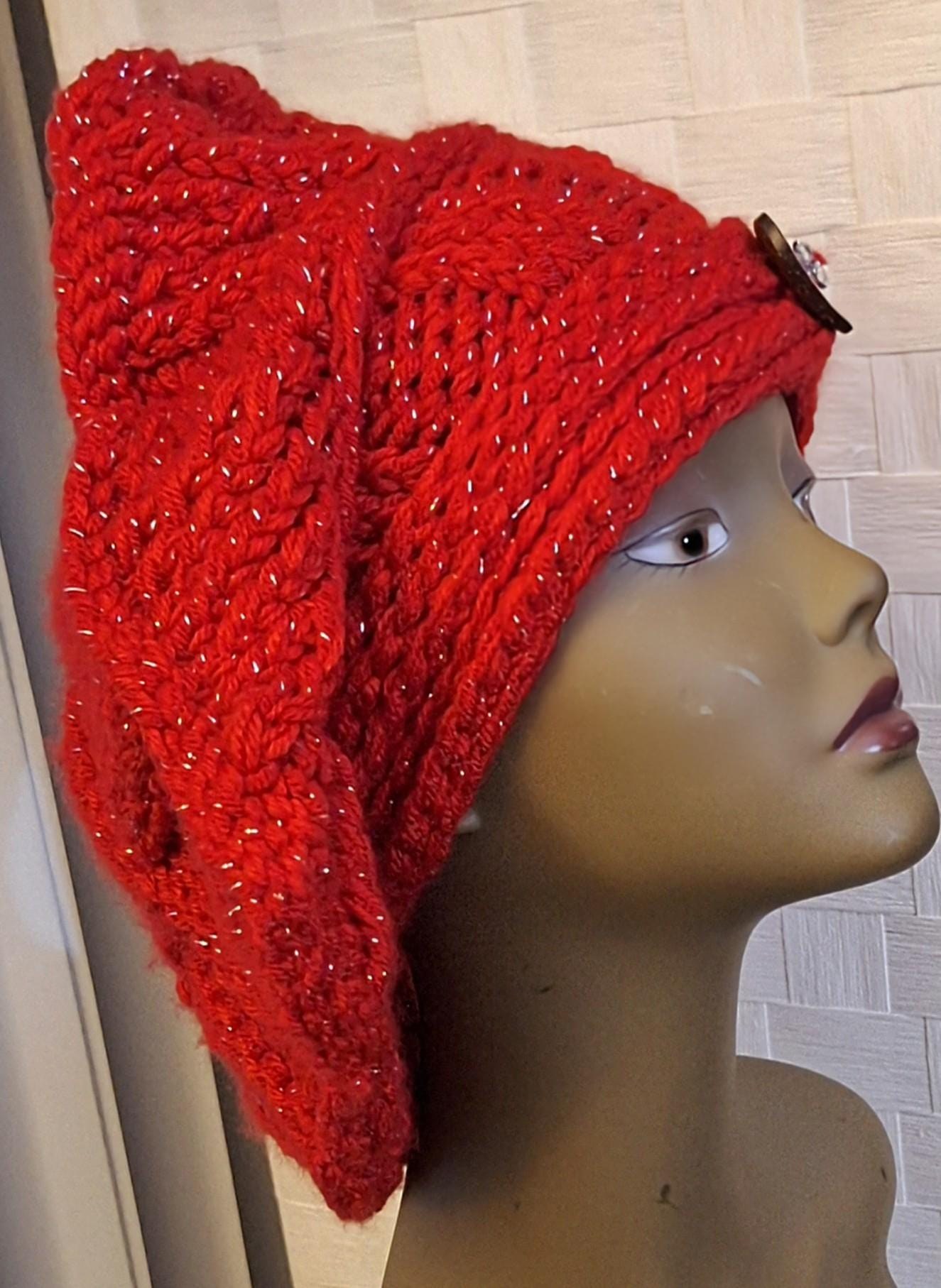 Hand Knitted Assymetrical Cashmere Blend Versatile French Beret, view 4
