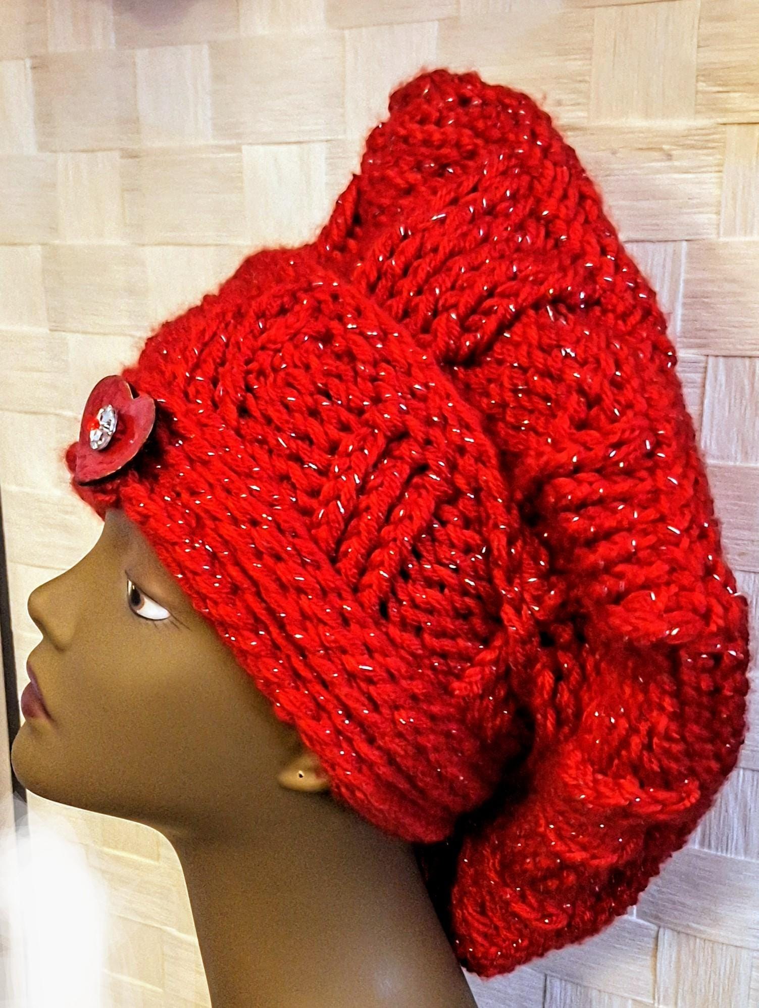 Hand Knitted Assymetrical Cashmere Blend Versatile French Beret, view 6