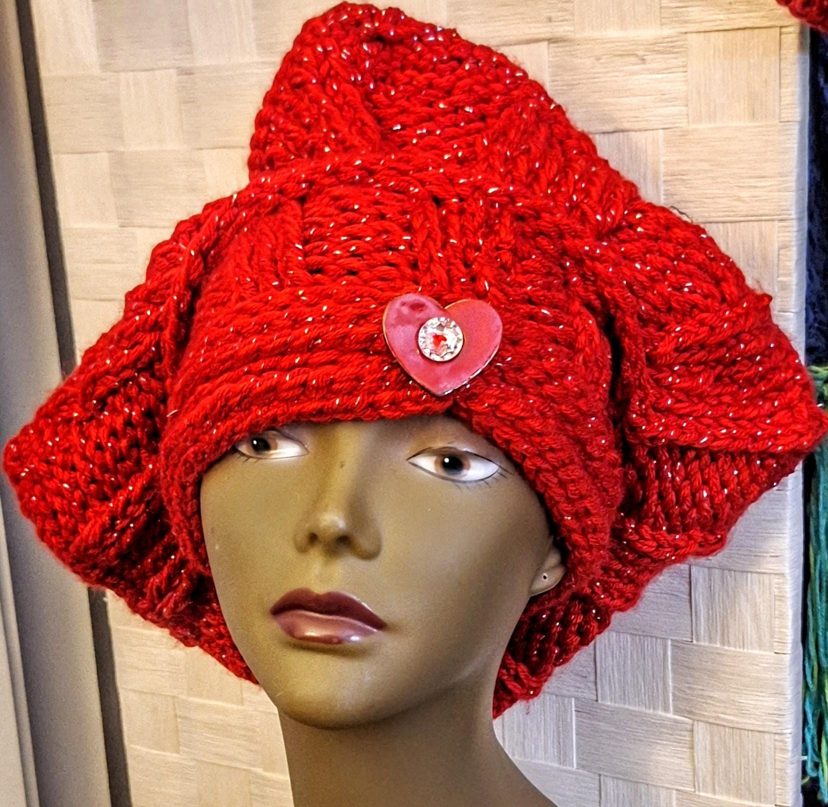 Hand Knitted Assymetrical Cashmere Blend Versatile French Beret, view 7