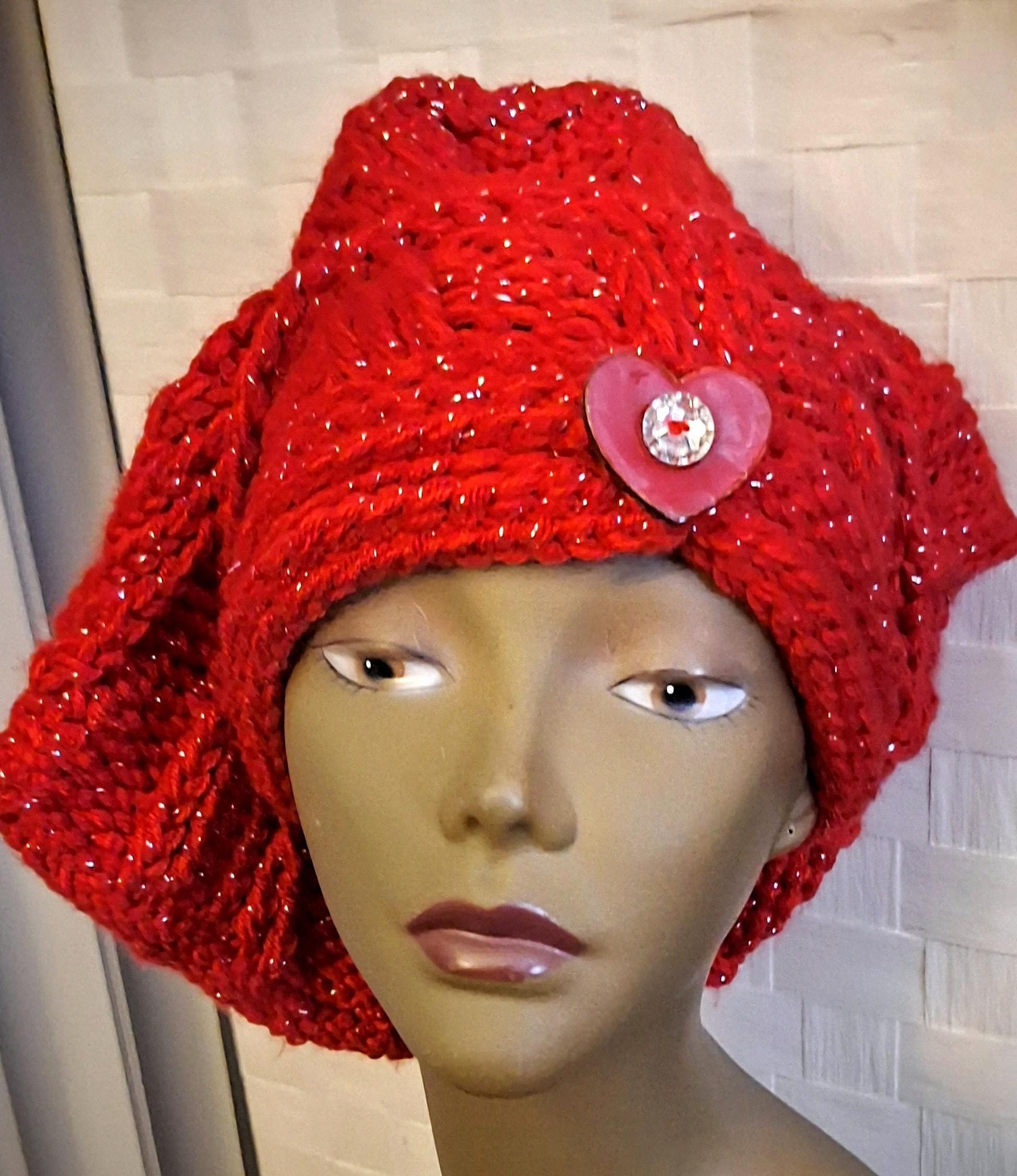 Hand Knitted Assymetrical Cashmere Blend Versatile French Beret, view 8