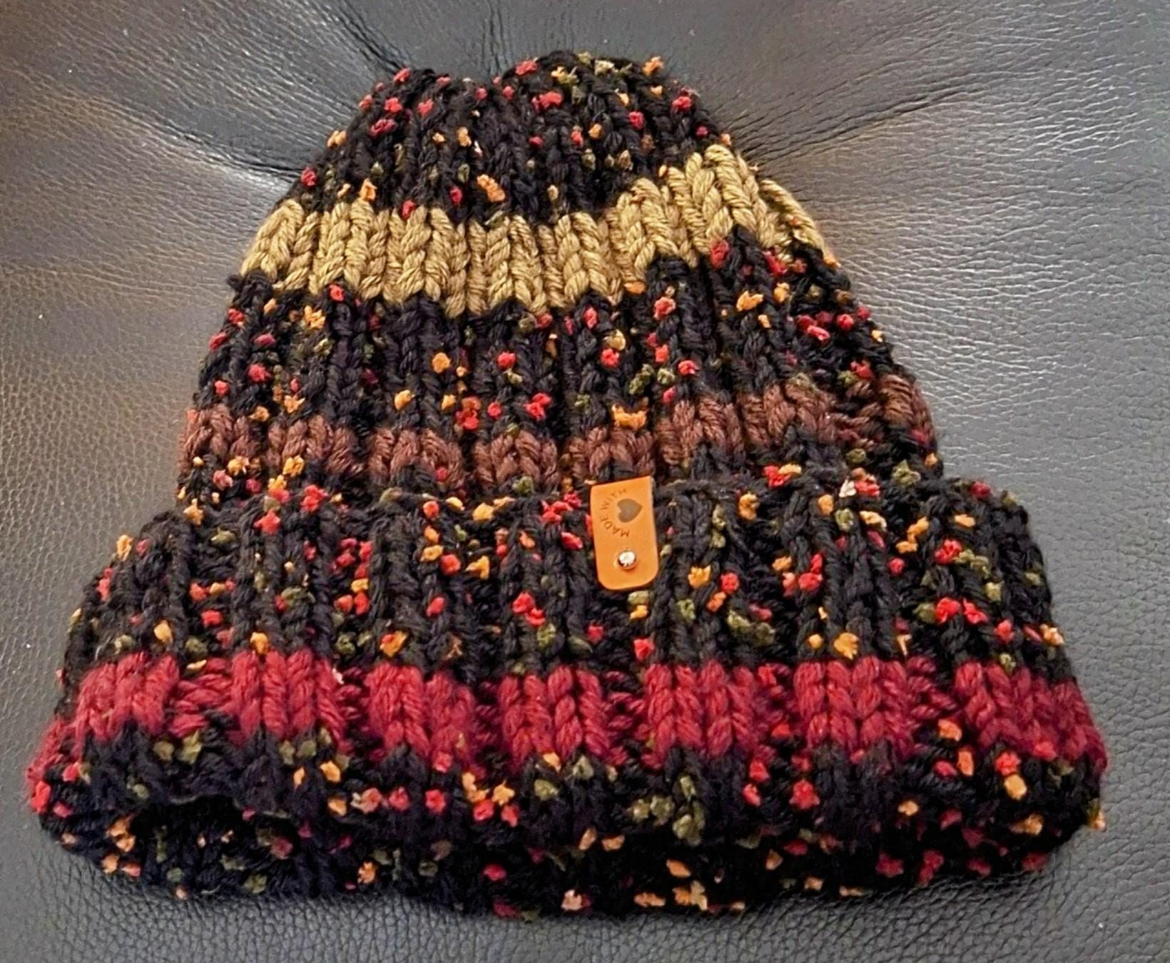 Unisex Cashmere Blend Striped Knit Beanie, view 2
