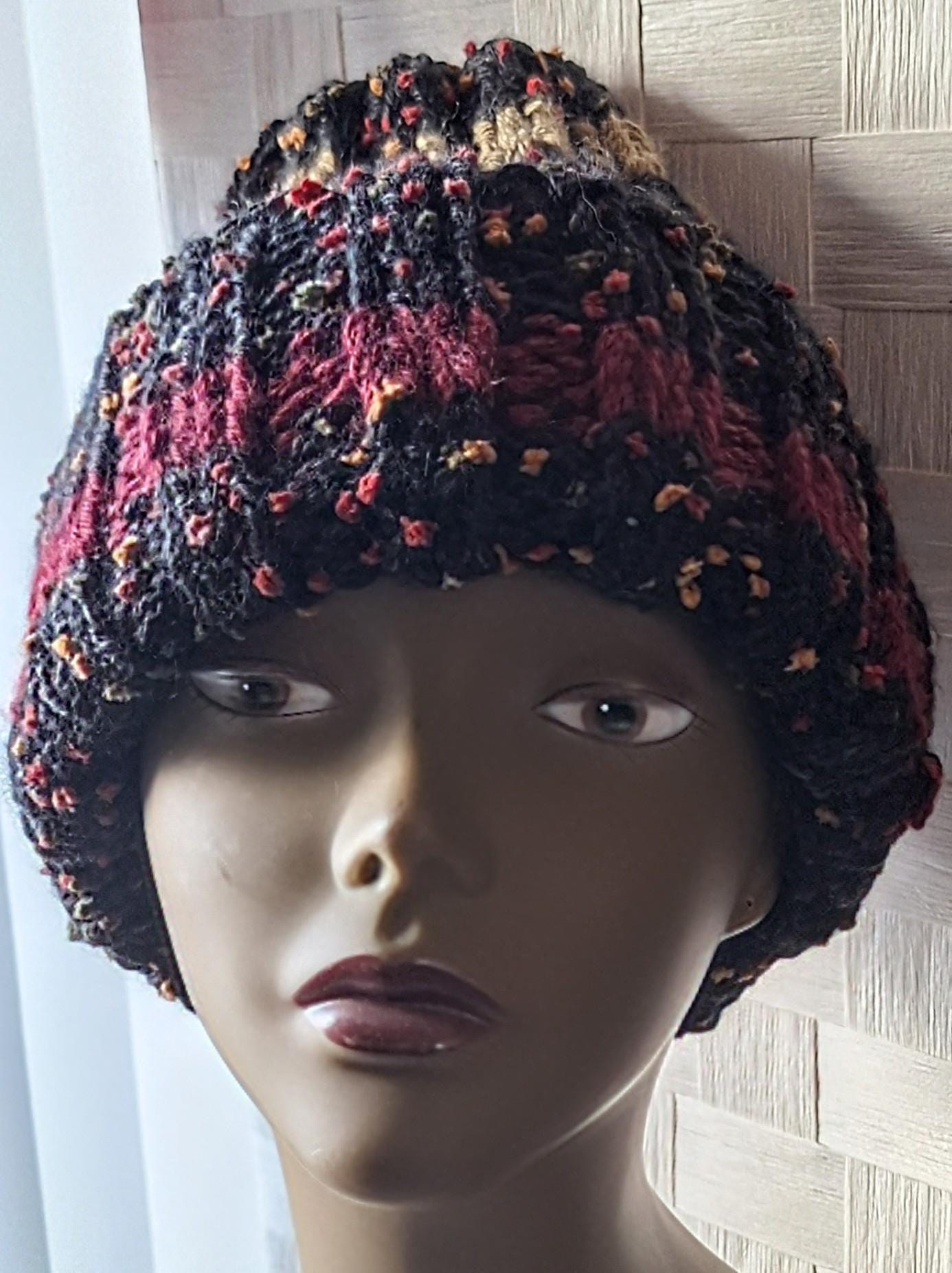 Unisex Cashmere Blend Striped Knit Beanie, view 6