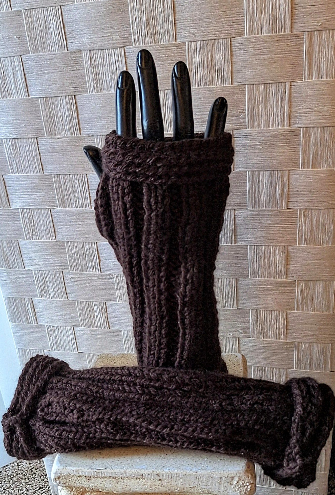 Hand Knit Cashmere Blend Fingerless Gloves