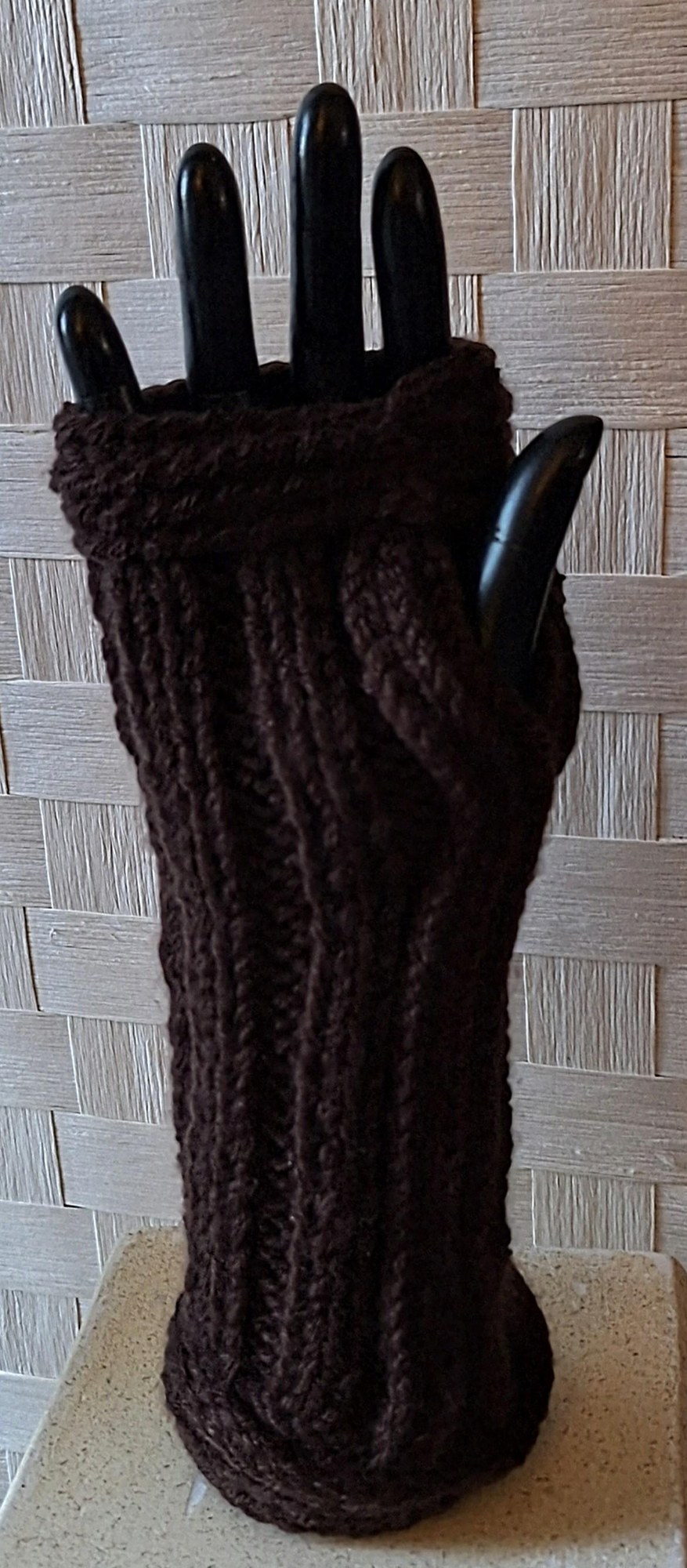 Hand Knit Cashmere Blend Fingerless Gloves, view 4