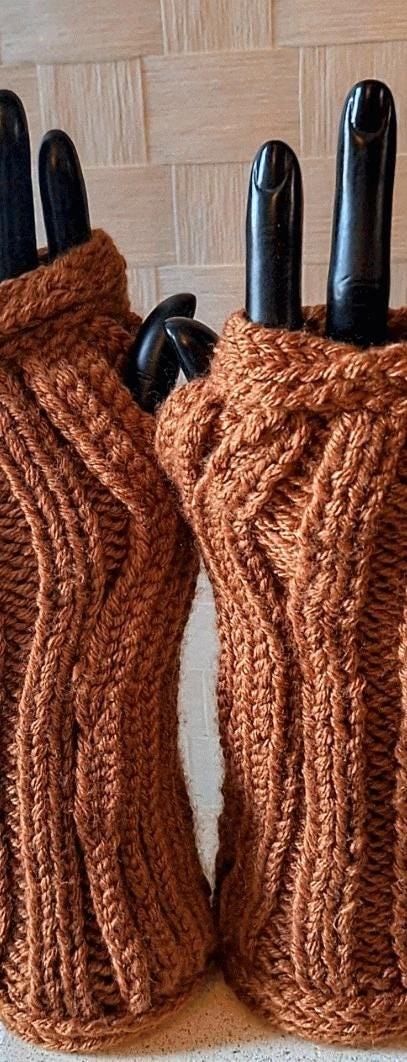 Hand Knit Cashmere Blend Fingerless Gloves, view 5