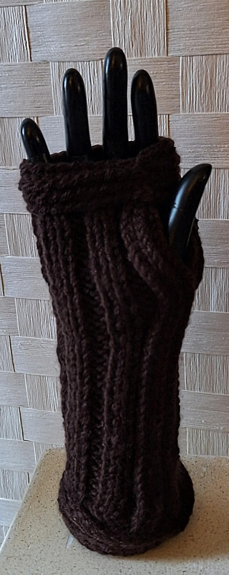 Hand Knit Cashmere Blend Fingerless Gloves, view 7